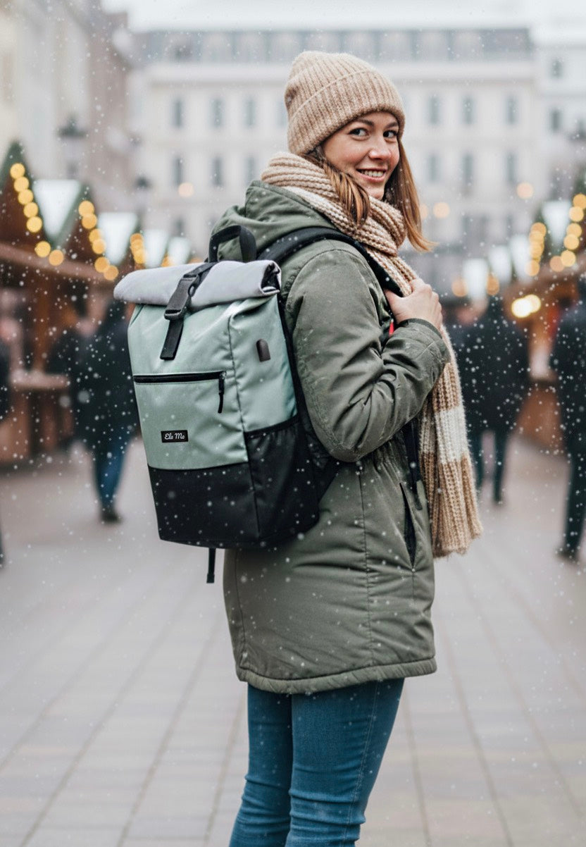 Ela Mo Rolltop Mintgrey Rolltop Rucksack