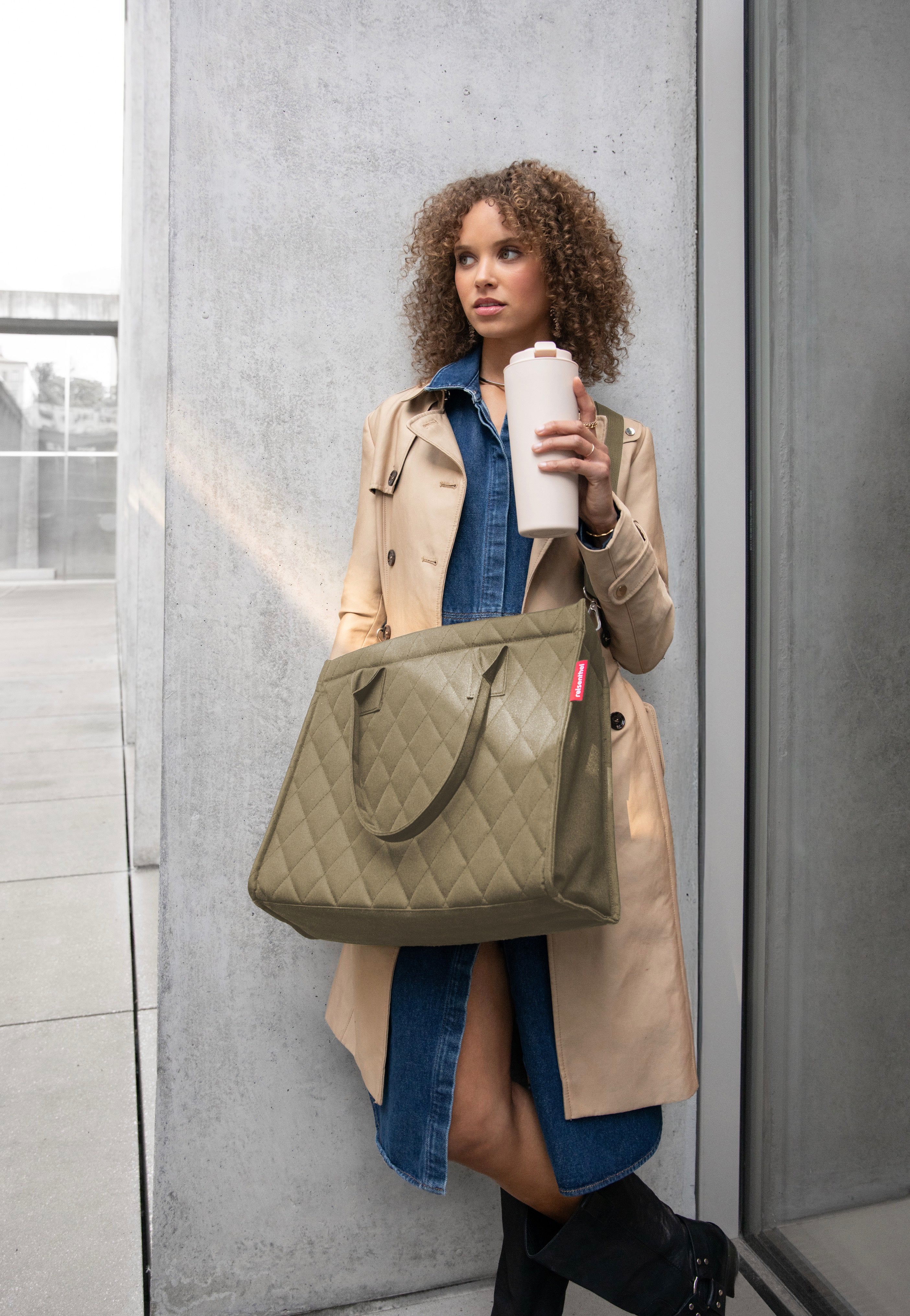 reisenthel Daily Shopper Business Rhombus Olive Tote Bag