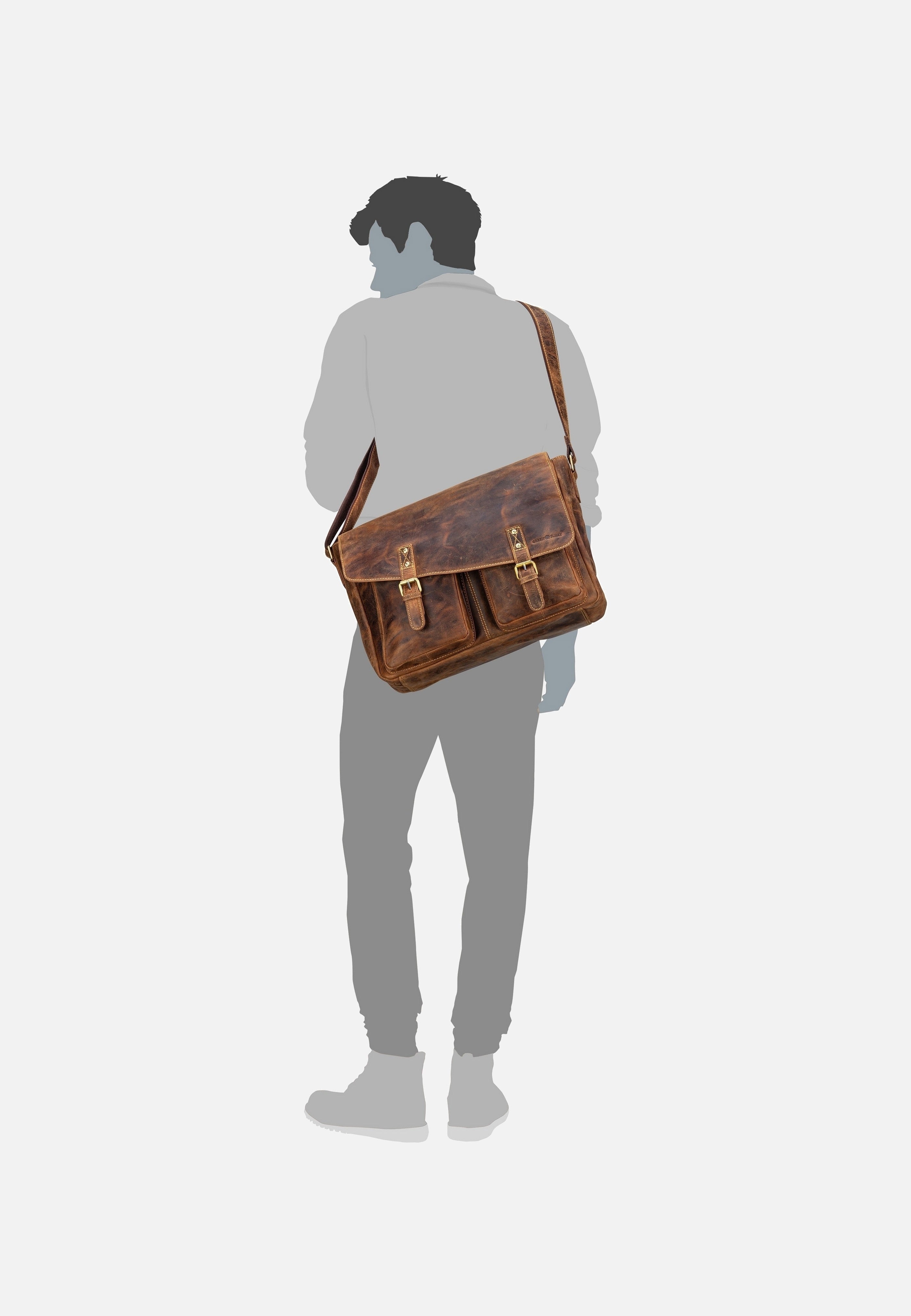Greenburry Vintage 1541 Revolver Bag XL Sattelbraun Messenger Bag