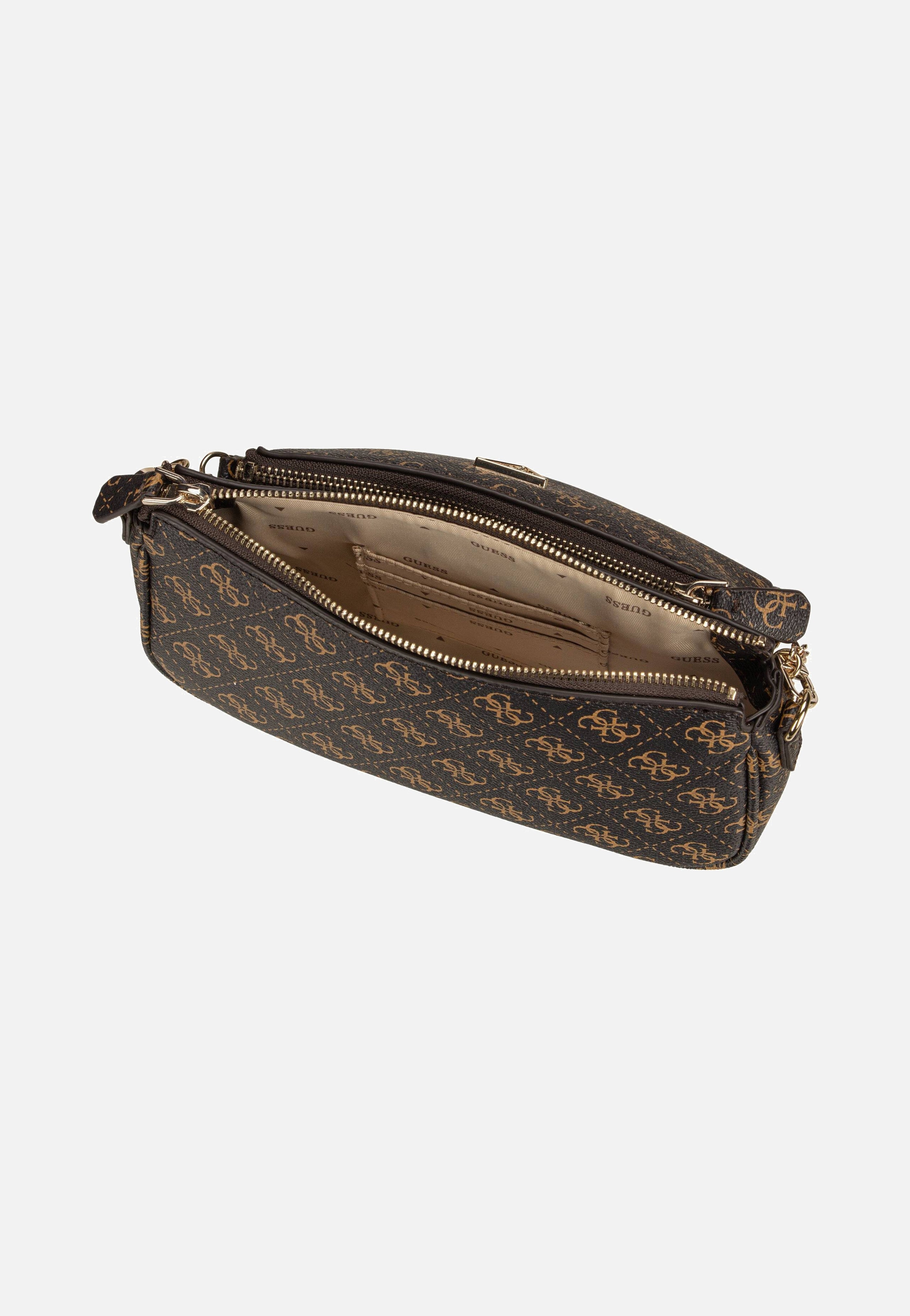 Guess Noelle II Double Pouch CB 72710 Logo Brown Umhängetasche