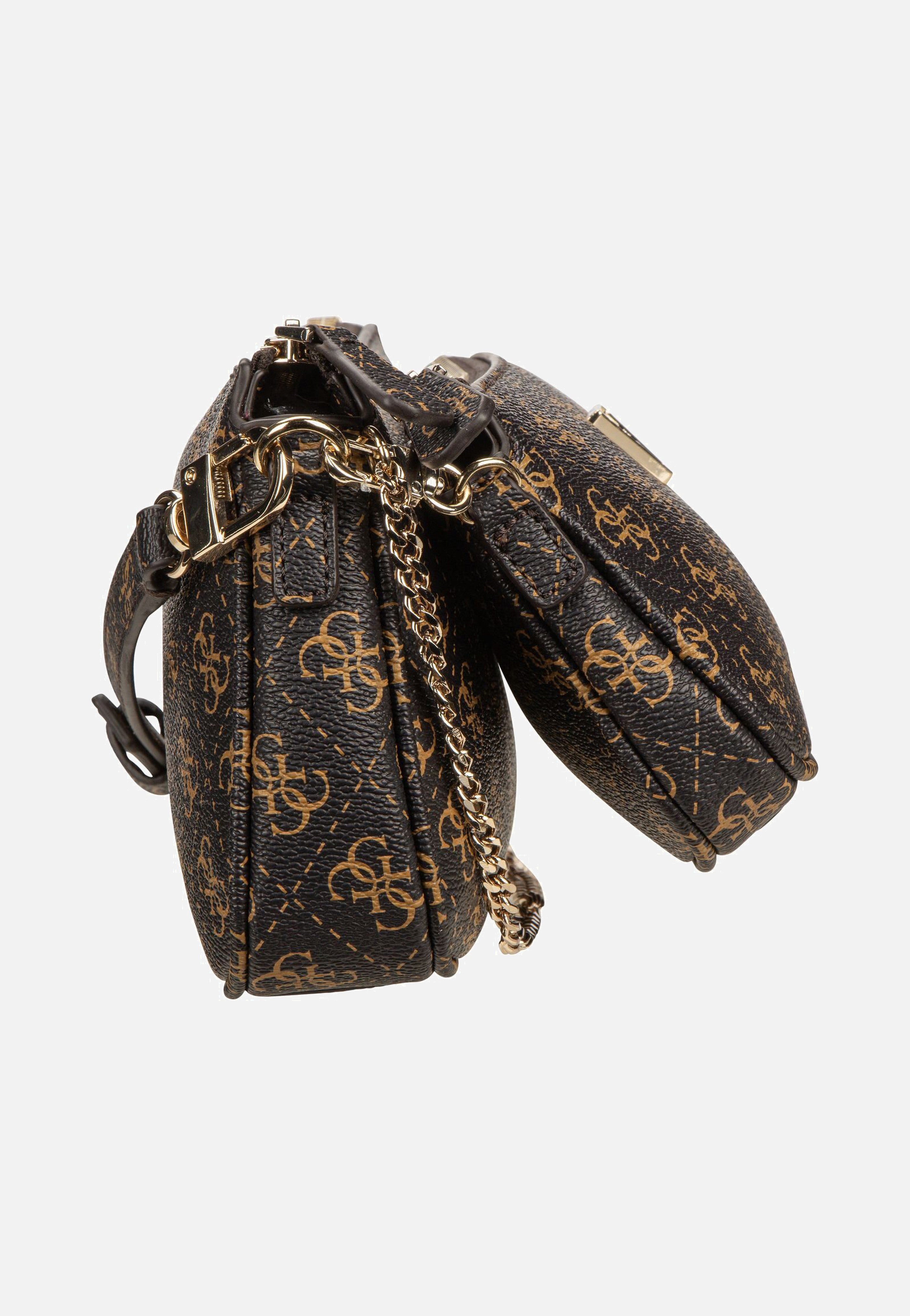 Guess Noelle II Double Pouch CB 72710 Logo Brown Umhängetasche