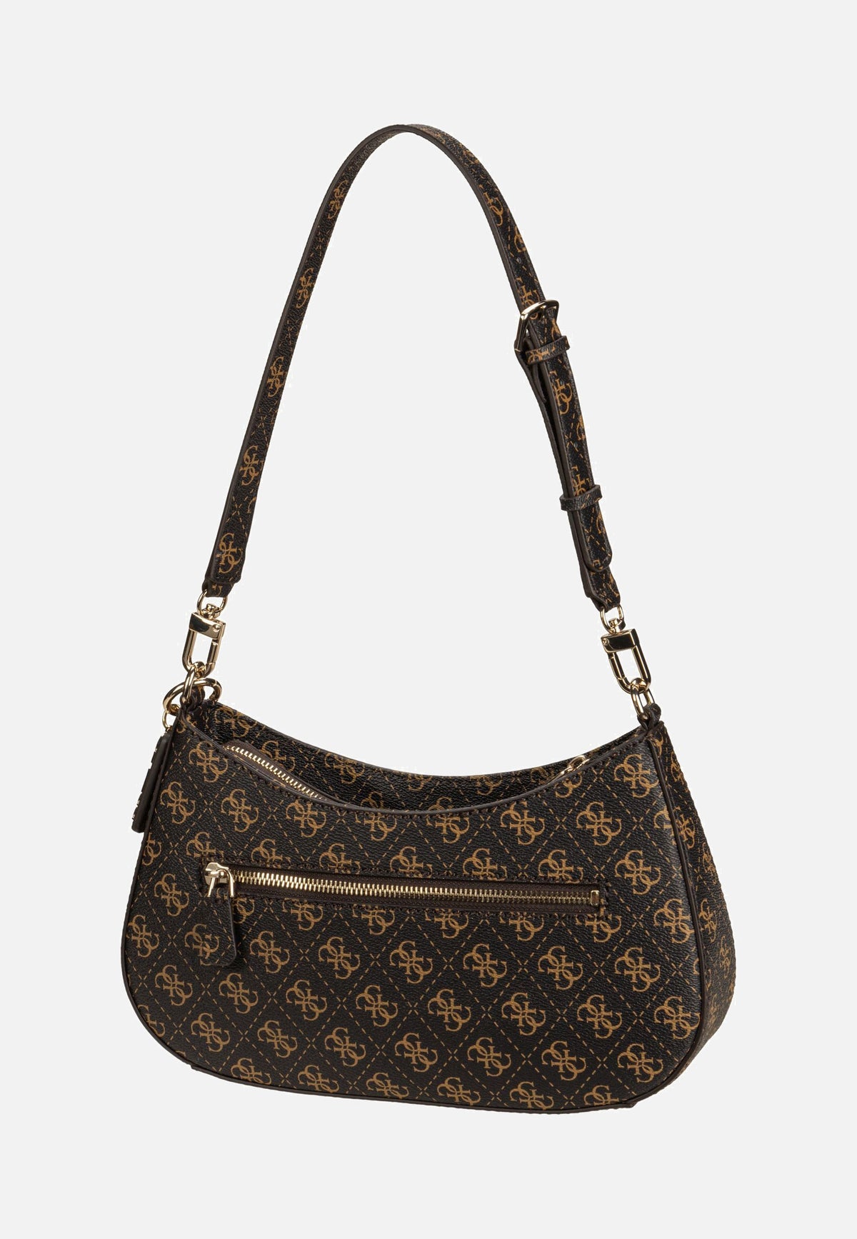 Guess Noelle II Top Zip SHB 72180 Logo Brown Evening Bag