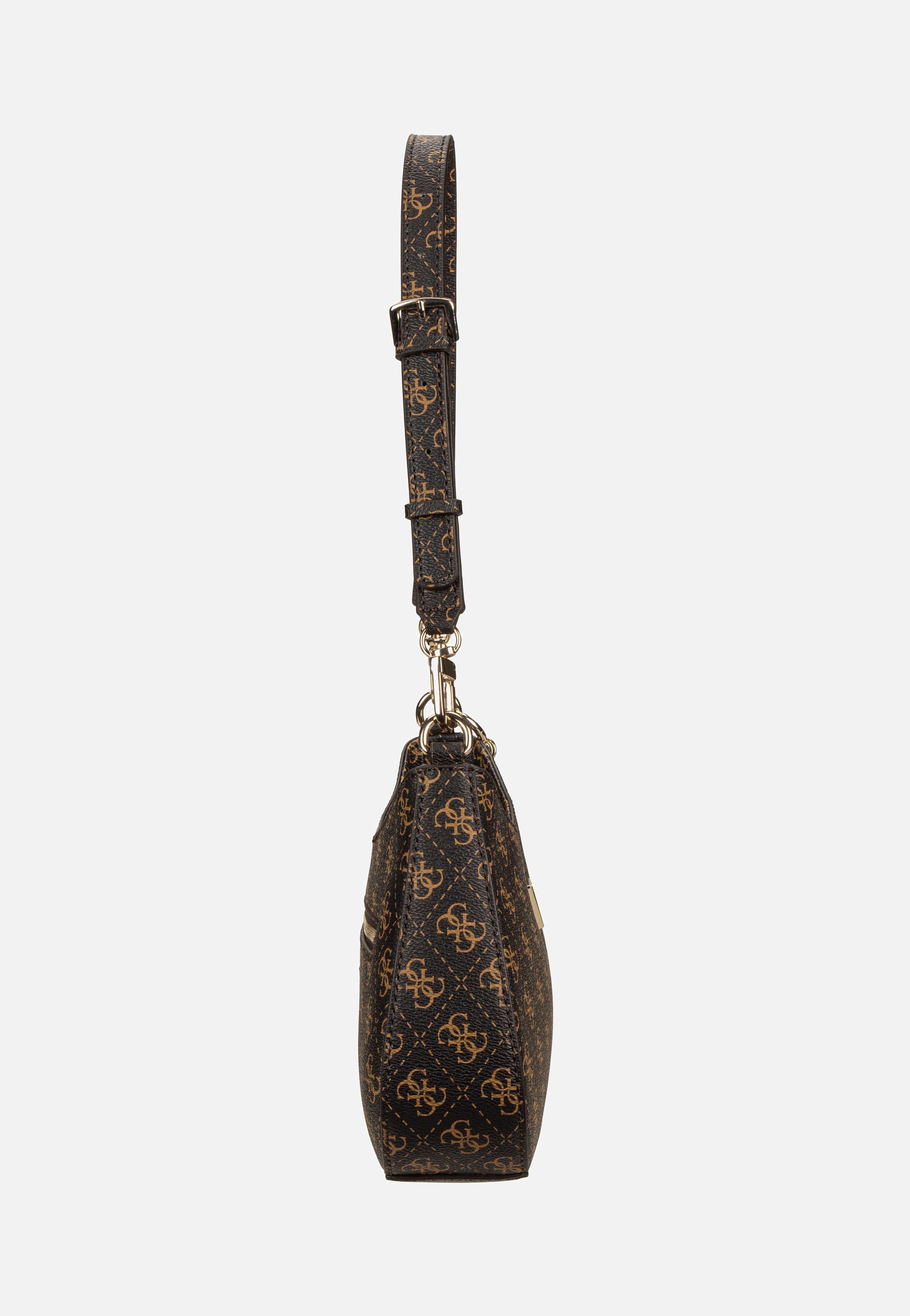 Guess Noelle II Top Zip SHB 72180 Logo Brown Evening Bag