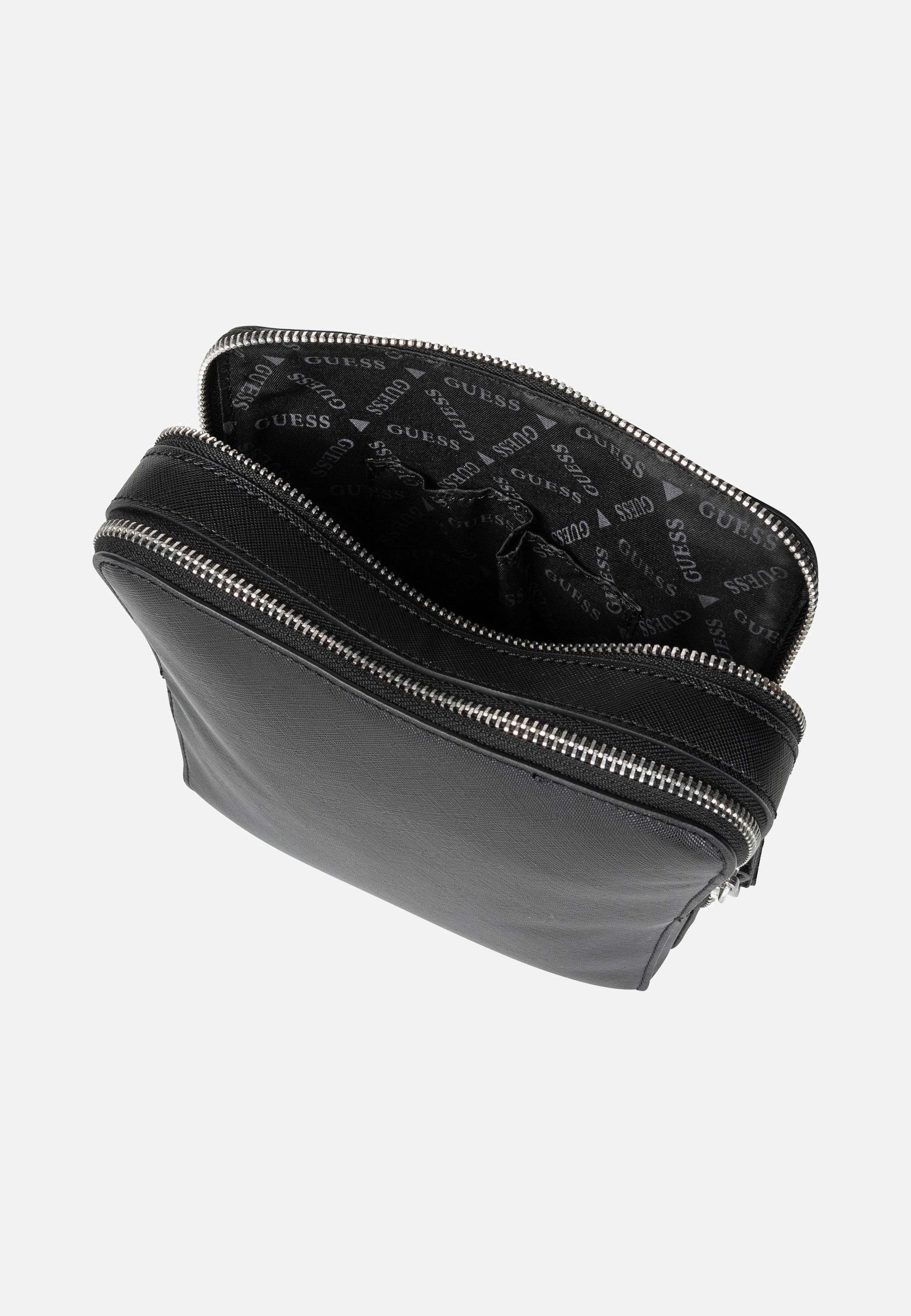 Guess Torino Saffiano Eco Double Zip Black Umhängetasche