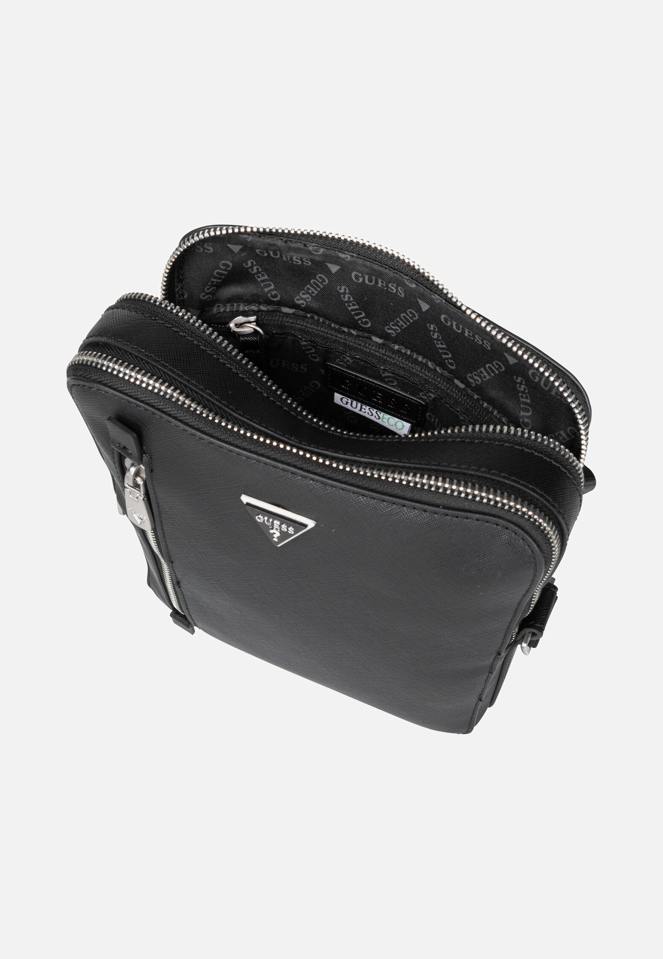 Guess Torino Saffiano Eco Double Zip Black Umhängetasche