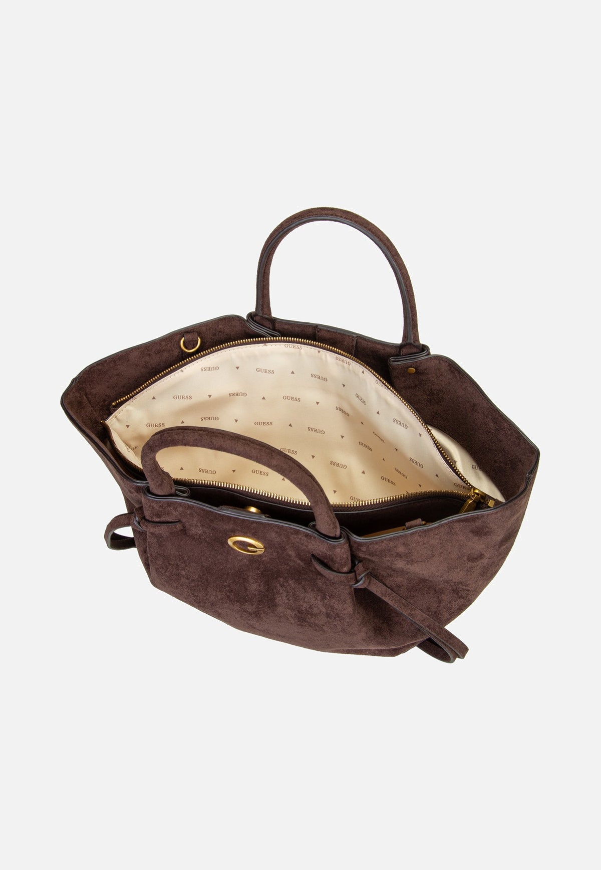 Guess Allegra Girlfriend Suede 37060 Espresso Satchel