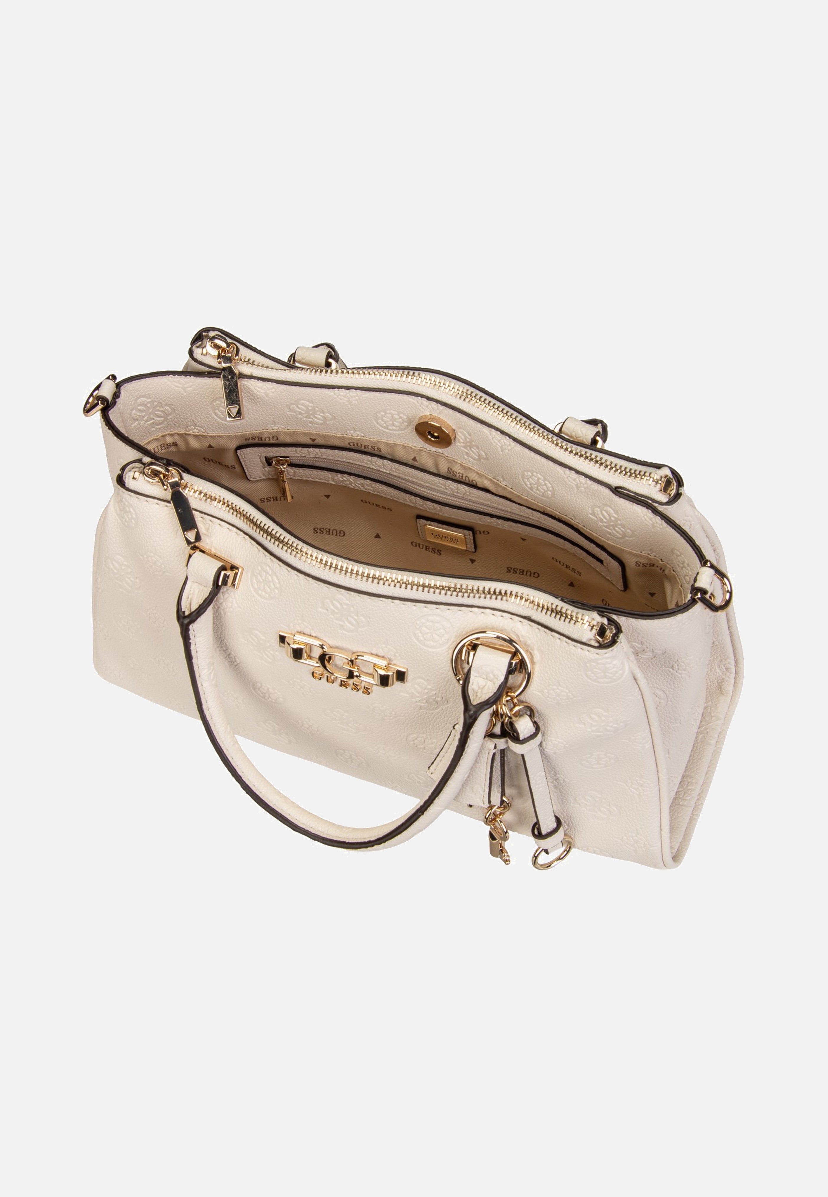 Guess Anise Triple Comp Satchel Stone Logo Satchel