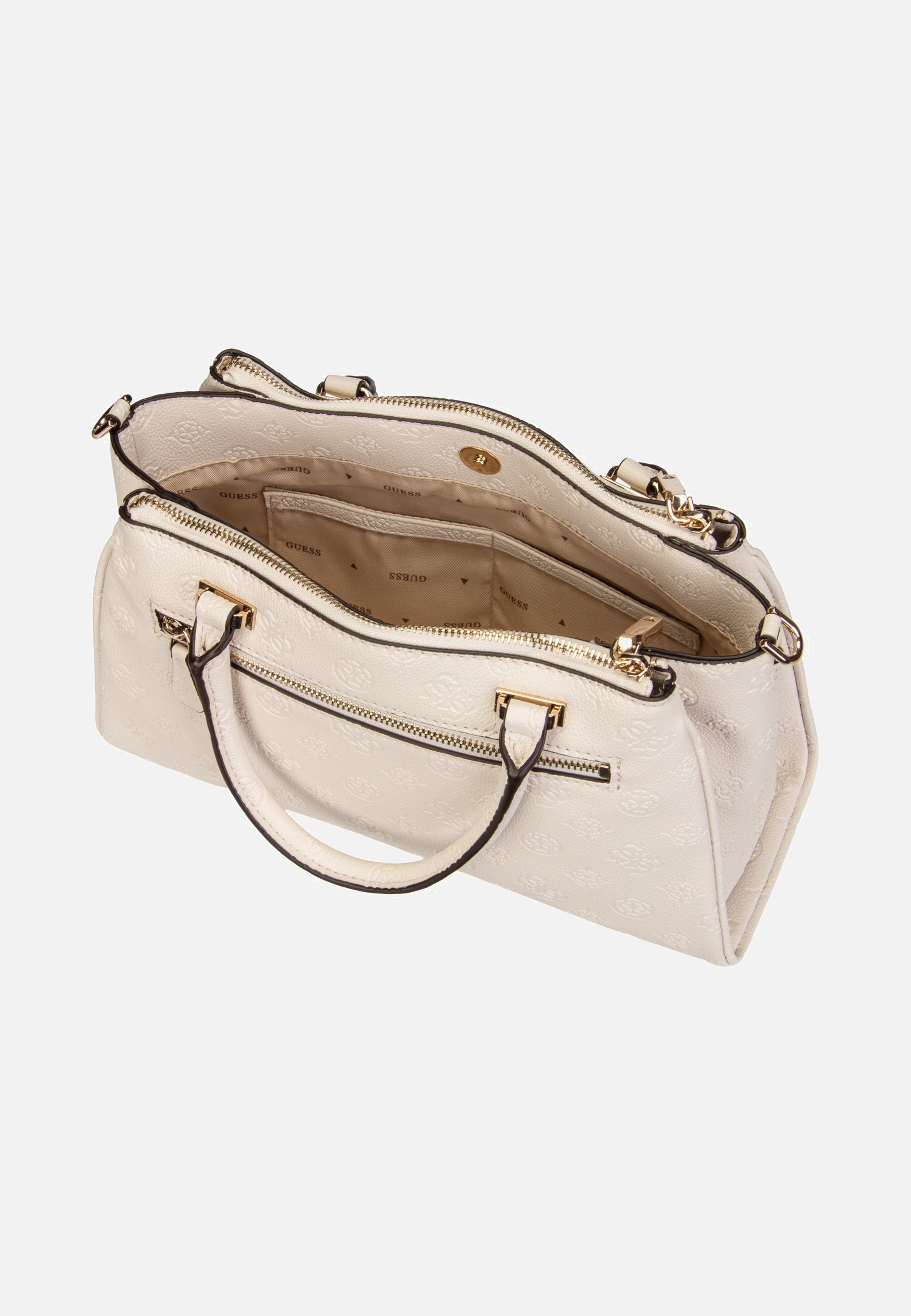 Guess Anise Triple Comp Satchel Stone Logo Satchel