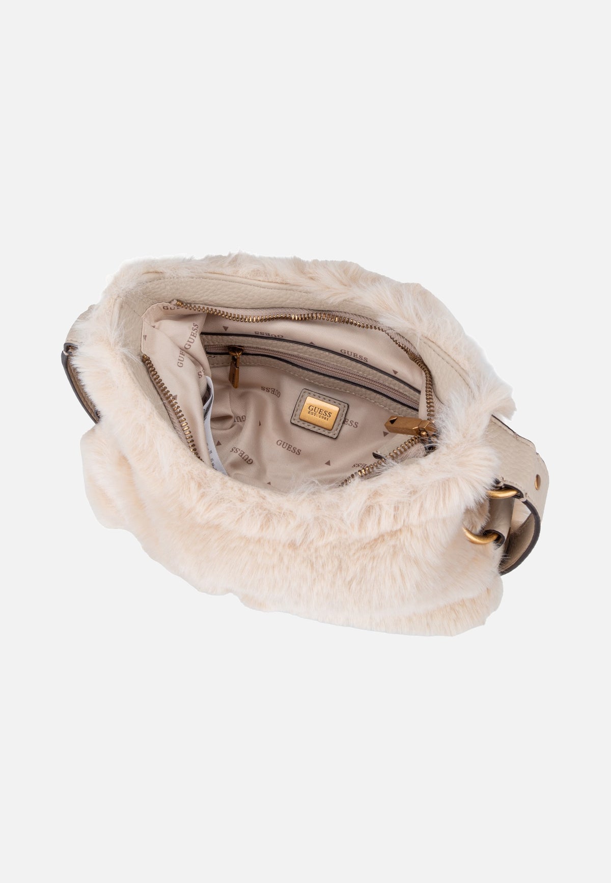 Guess Camden Mini FUR 8720 Off White Schultertasche