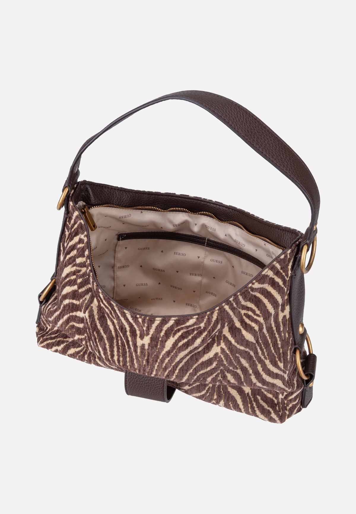 Guess Camden Shoulder Zebra 8180 Brown Schultertasche