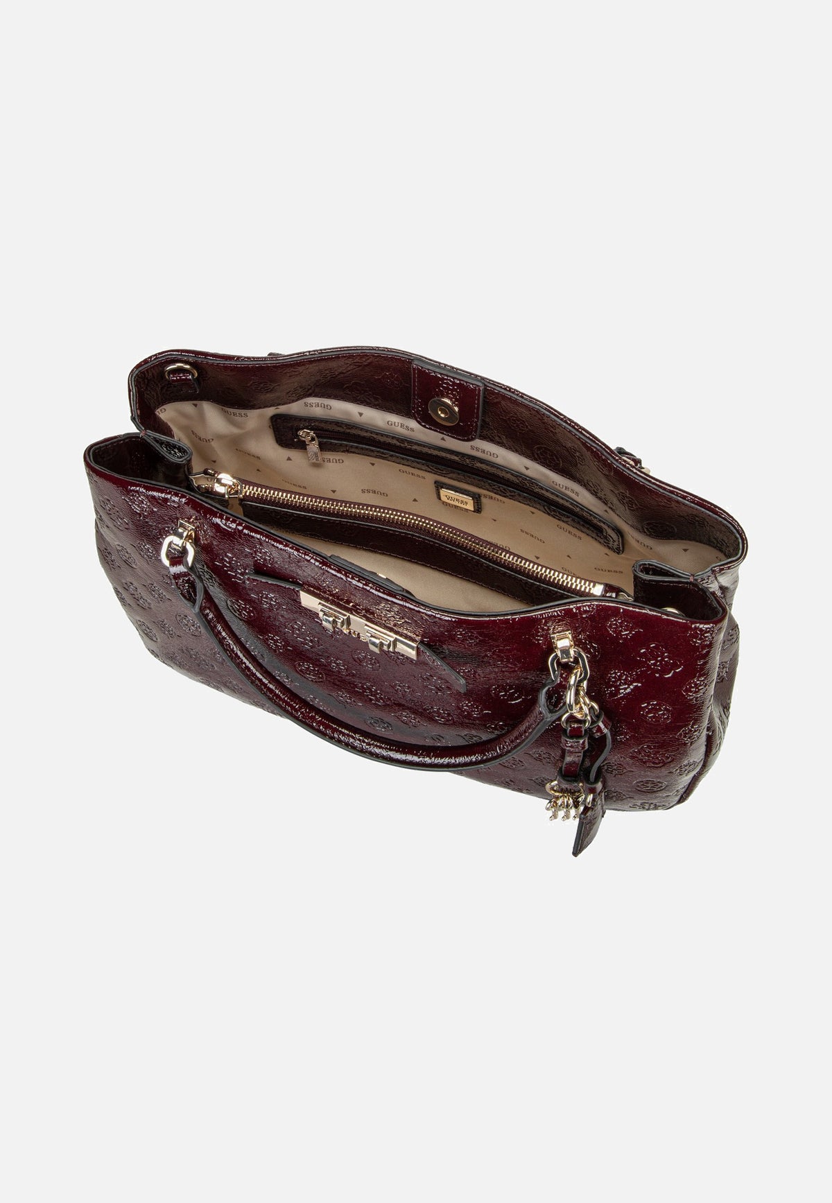Guess Carmella Girlfriend 25060 Burgundy Logo Satchel