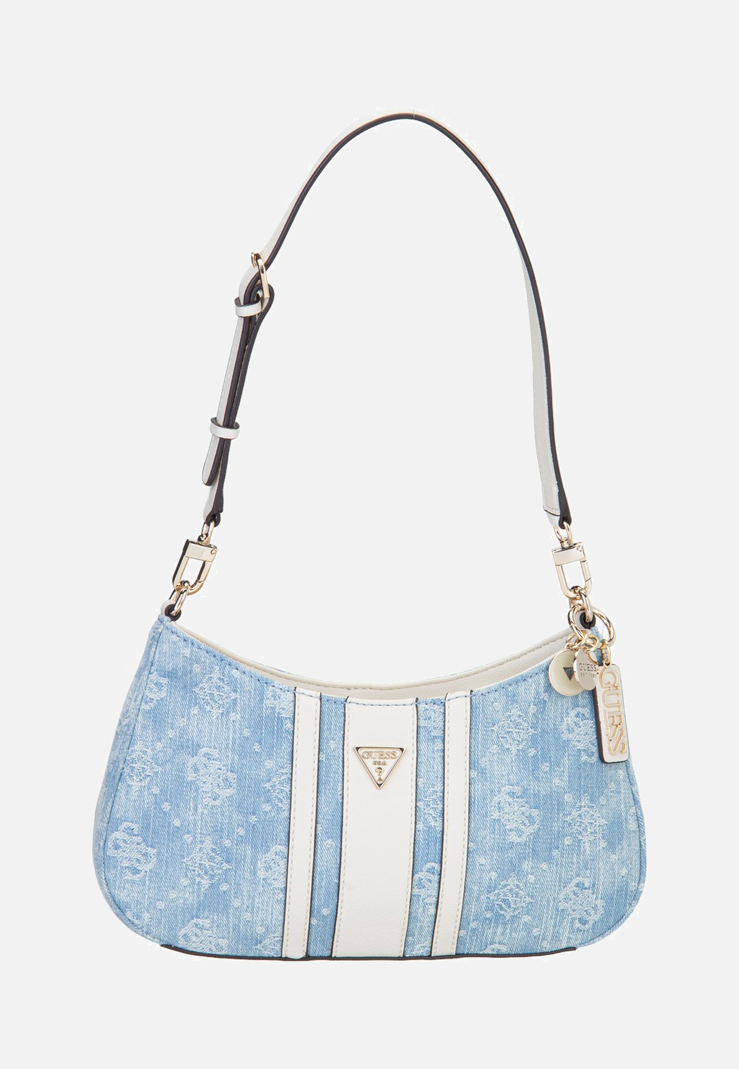 Guess Noelle II Top Zip 72180 Denim Logo Shoulder Bag