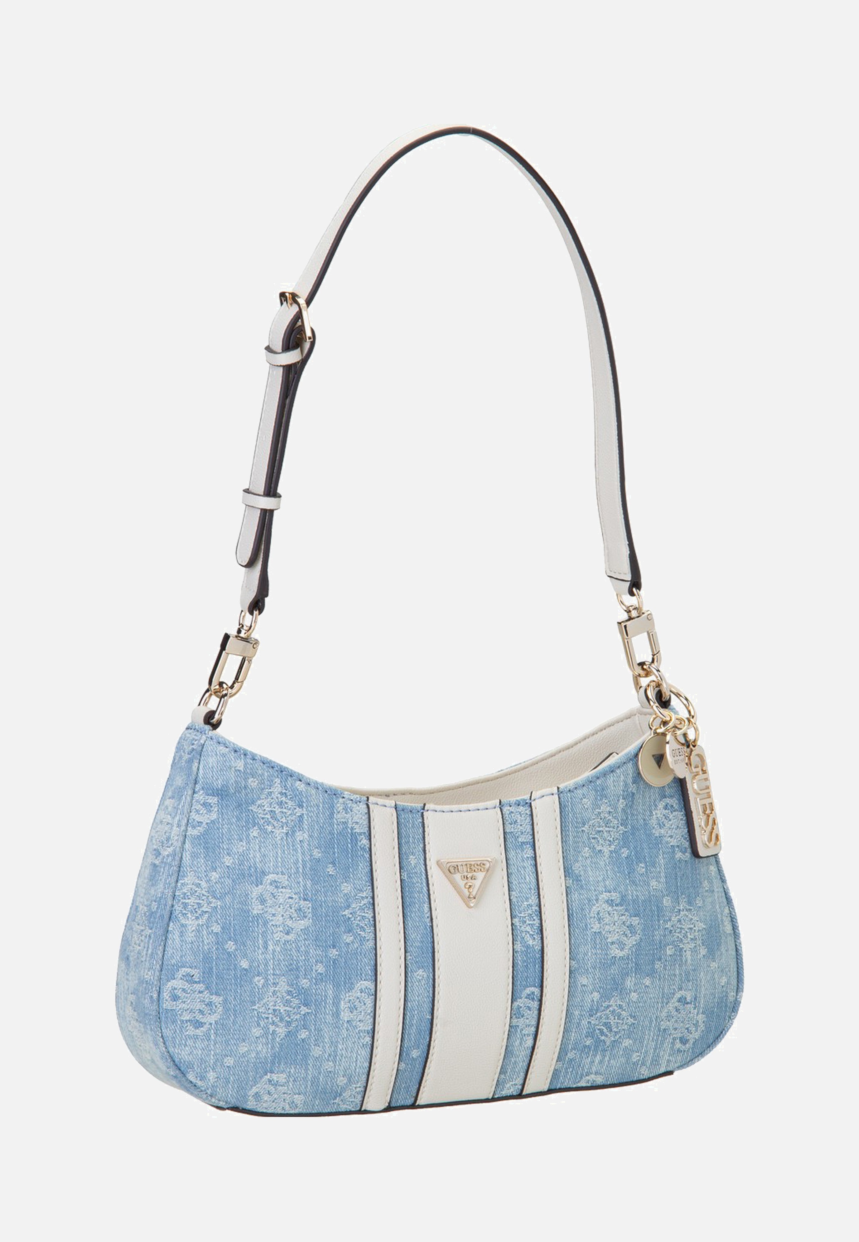 Guess Noelle II Top Zip 72180 Denim Logo Shoulder Bag