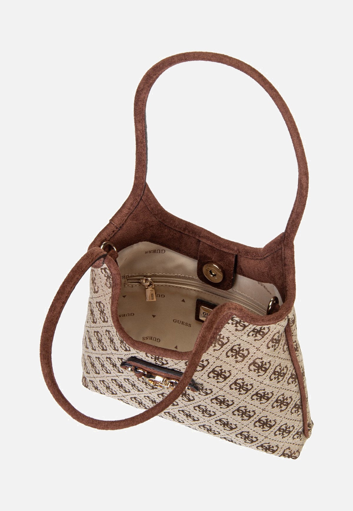 Guess Samantha Mini 13750 Latte Logo/Brown Schultertasche