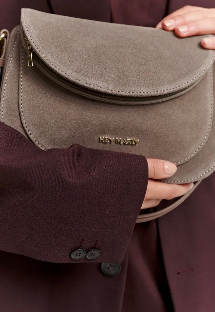 Hey Marly Big Sister Suede Mocha Crossbody Bag