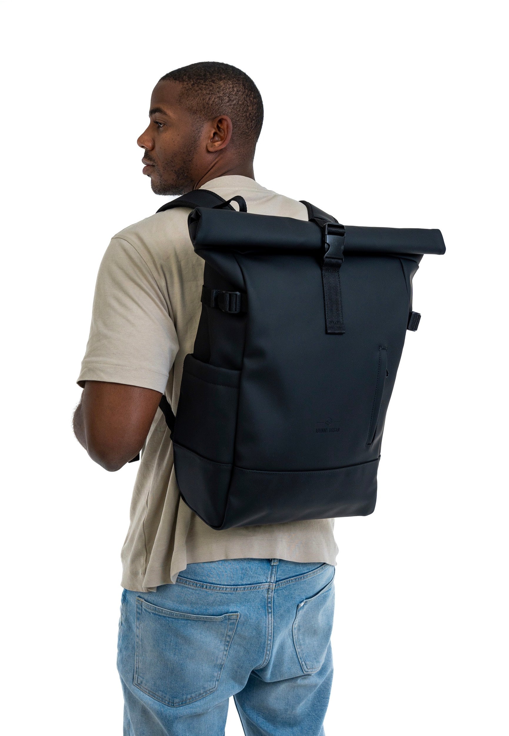 Johnny Urban Harvey Large Black Rolltop Rucksack