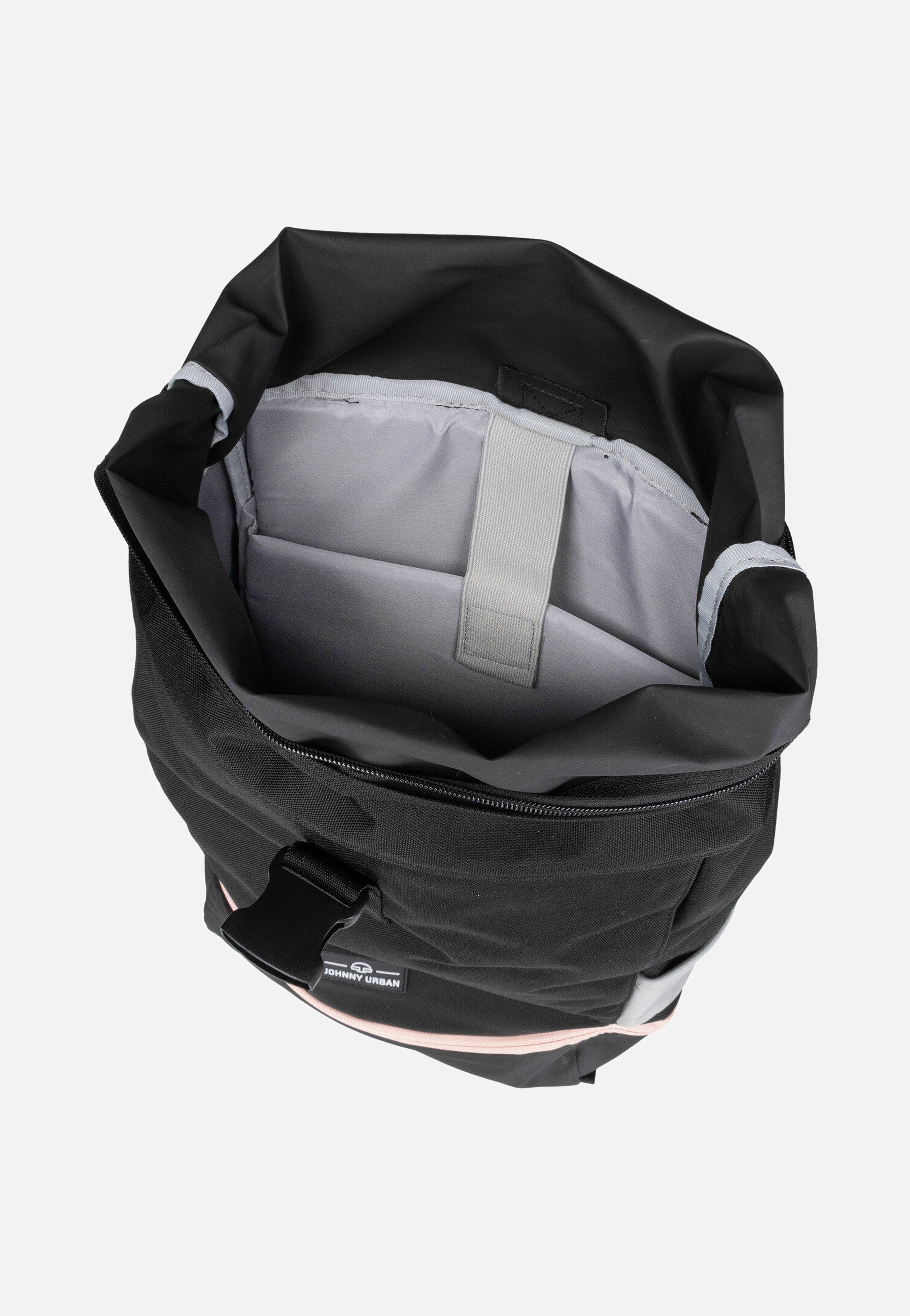 Johnny Urban Allen Medium Schwarz-Rosa Rolltop Rucksack