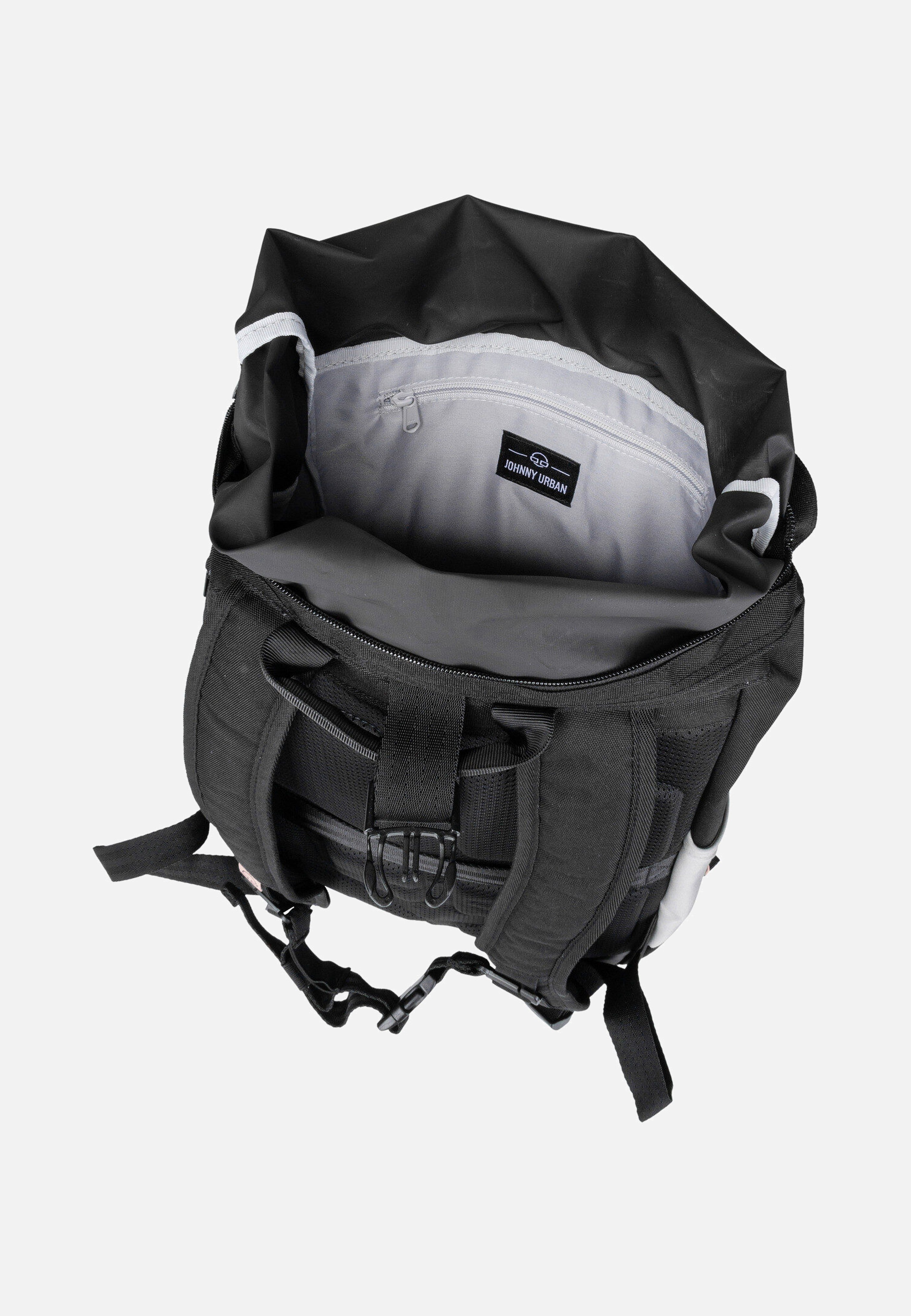 Johnny Urban Allen Medium Schwarz-Rosa Rolltop Rucksack