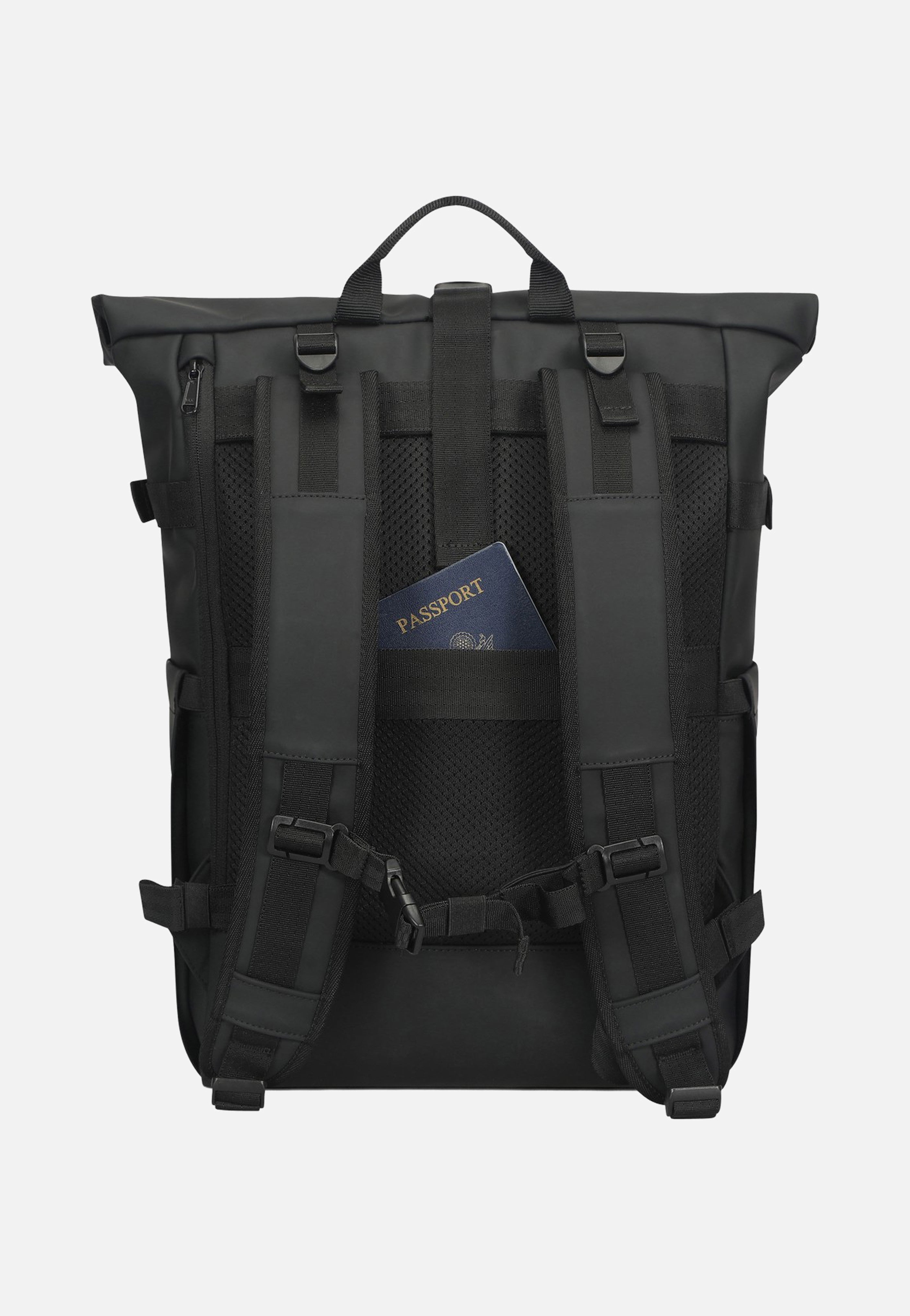 Johnny Urban Harvey Large Black Rolltop Rucksack