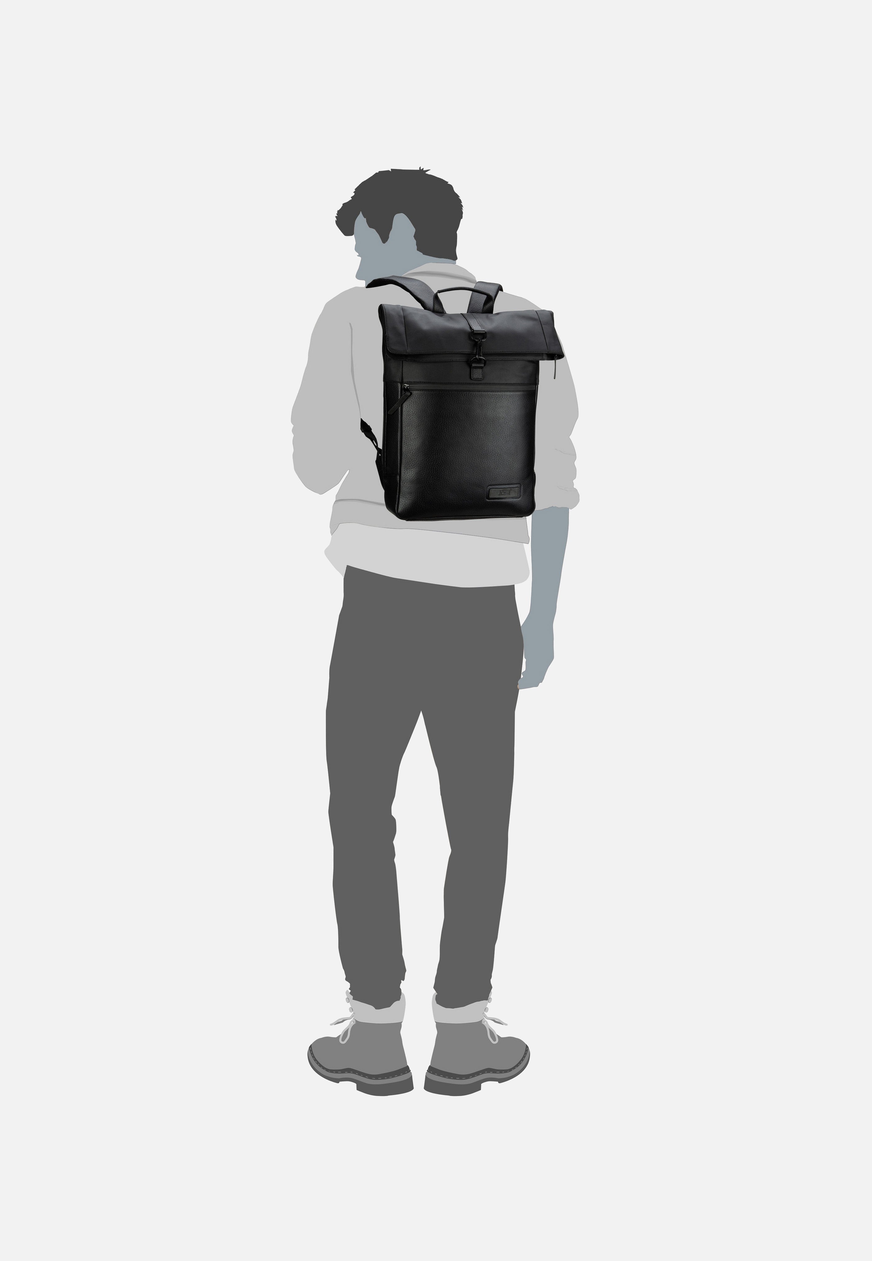 Jost Stockholm Courier Black Rolltop Rucksack