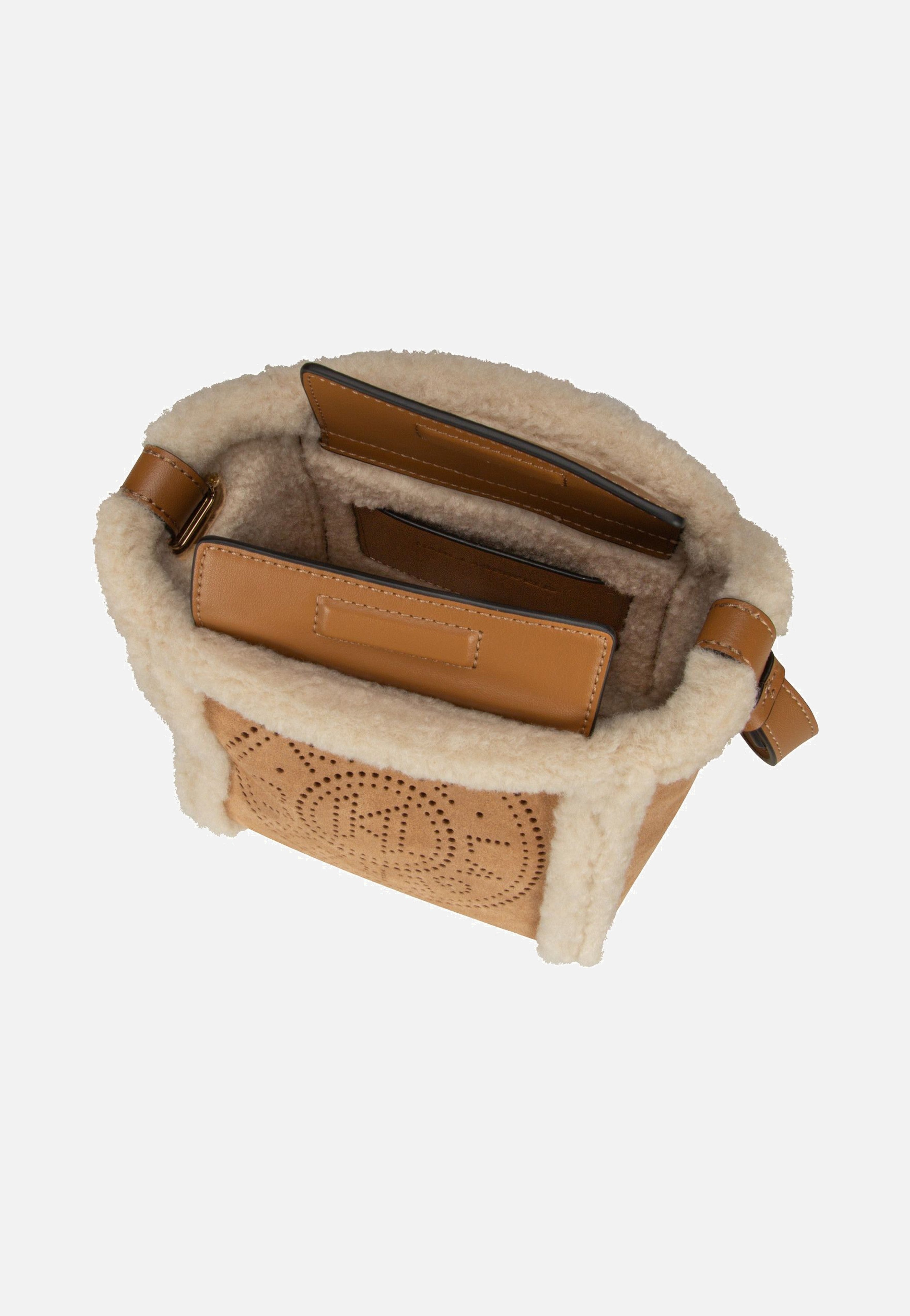 Karl Lagerfeld K/Circle SM Bucket Shearling Caramel Umhängetasche