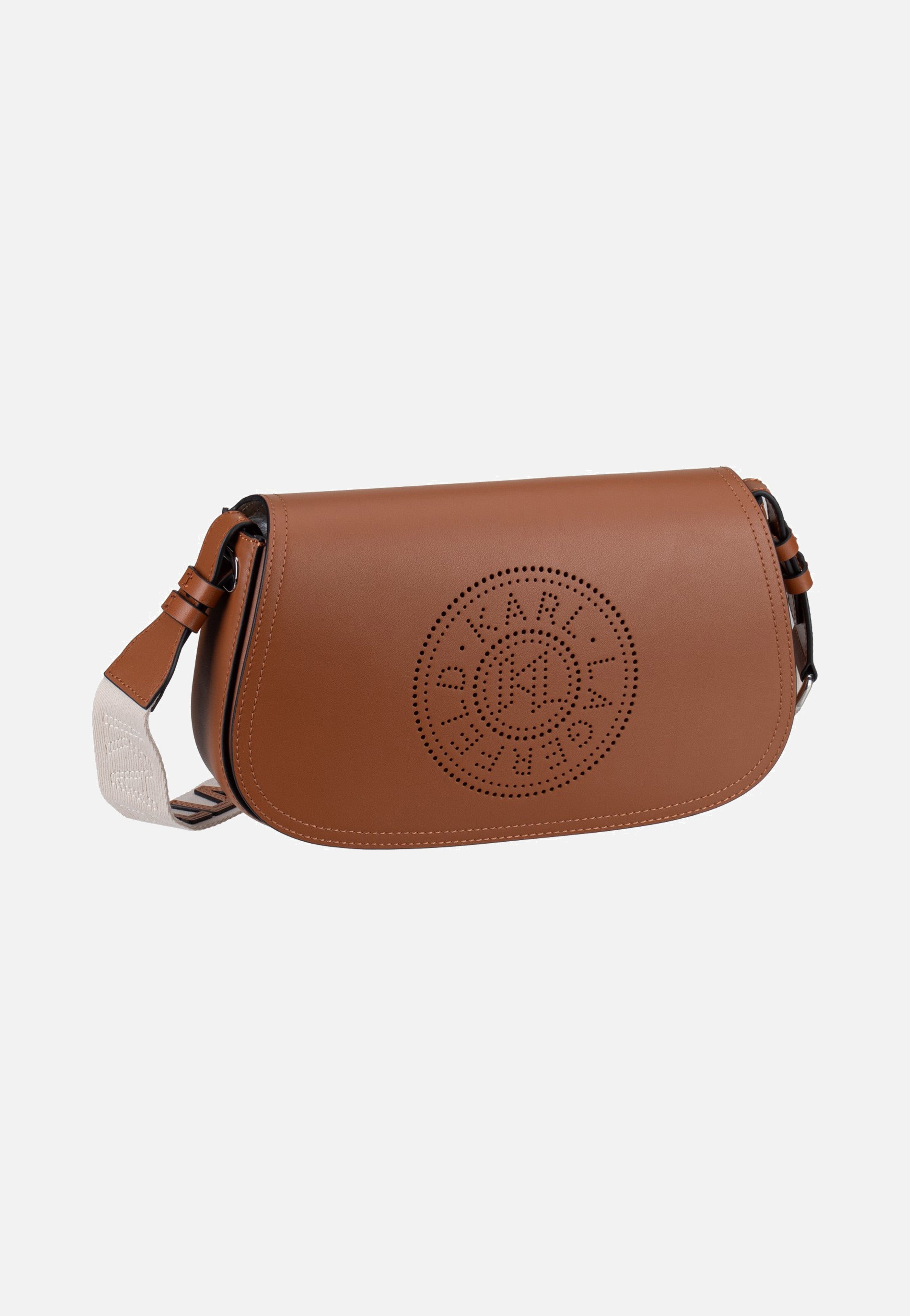 Karl Lagerfeld K/Circle Saddle CB Perforated Dark Tan Saddle Bag