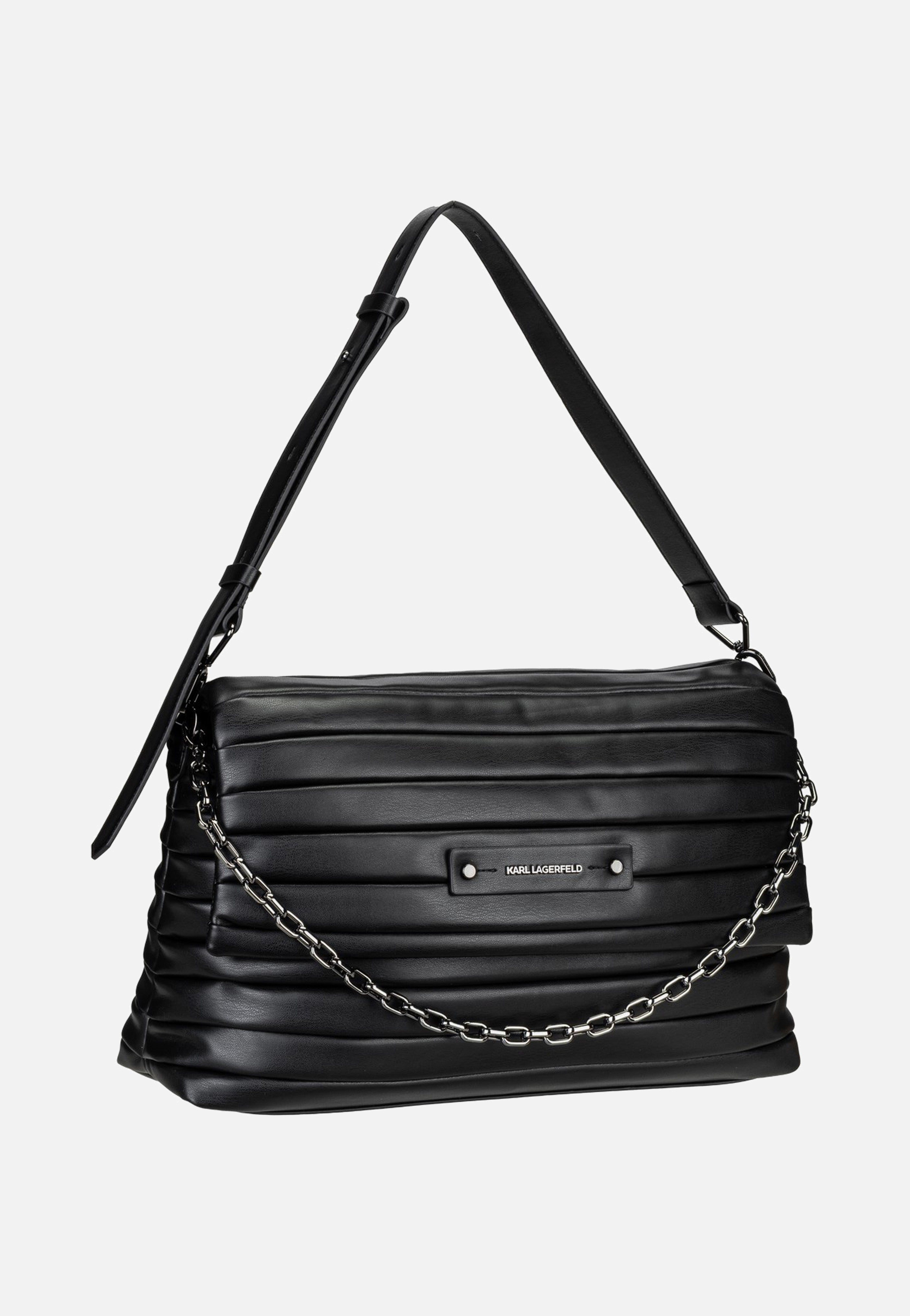 Karl Lagerfeld K/Essential Plie Medium Flap Shb Black-Gunmetal  Abendtasche