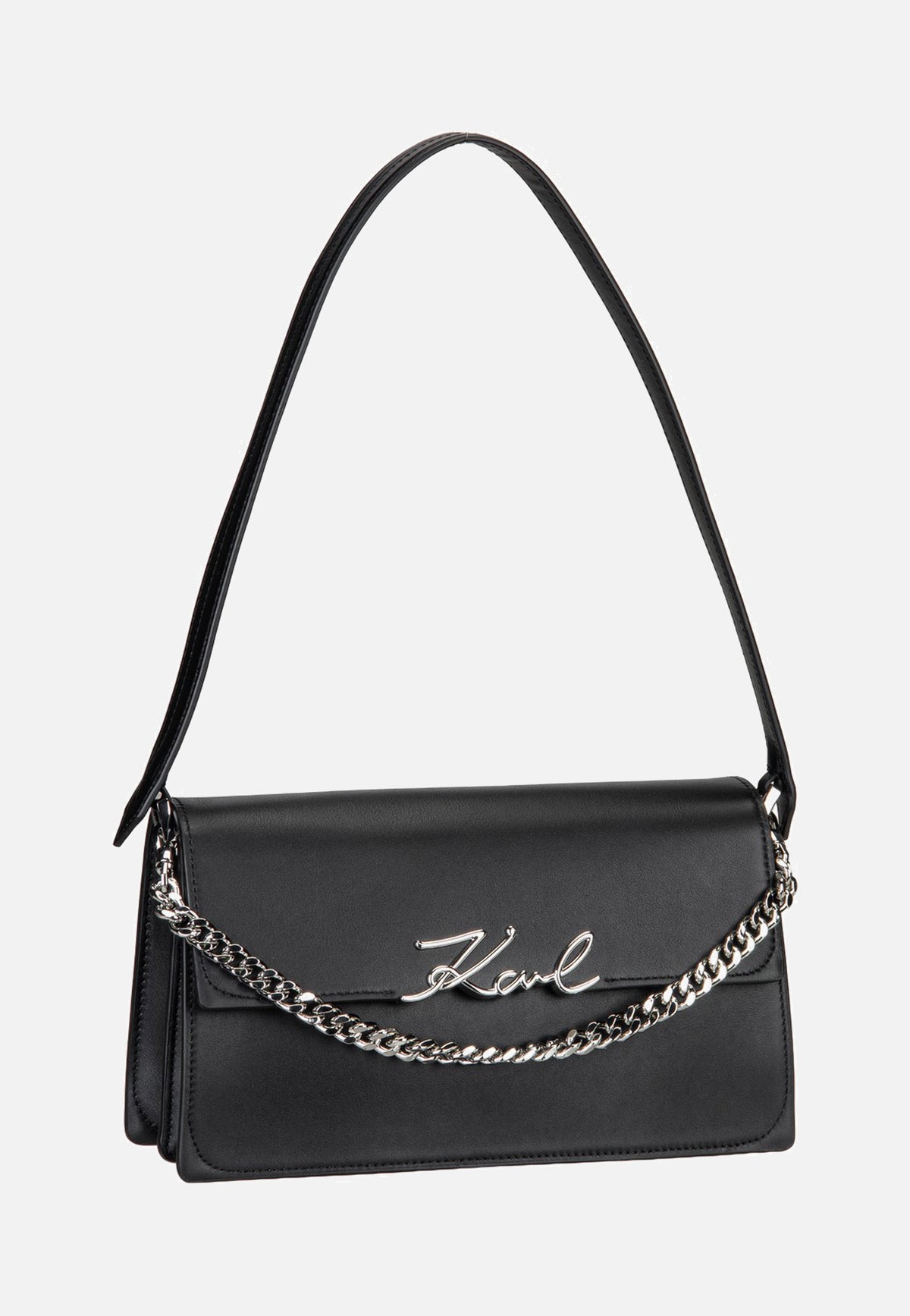Karl Lagerfeld K/Signature Medium Flap Shb Black-Nickel  Abendtasche