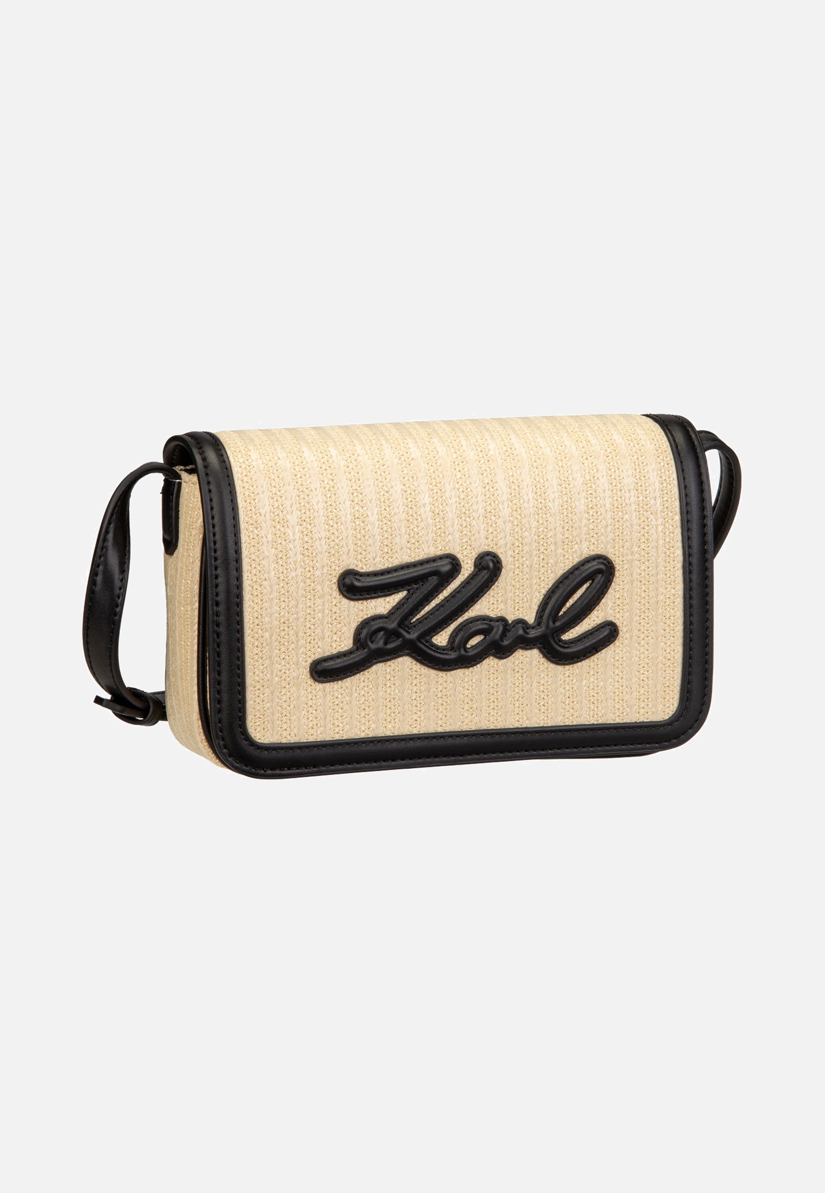 Karl Lagerfeld K/Signature Raffia Crossbody Natural/Black Umhängetasche