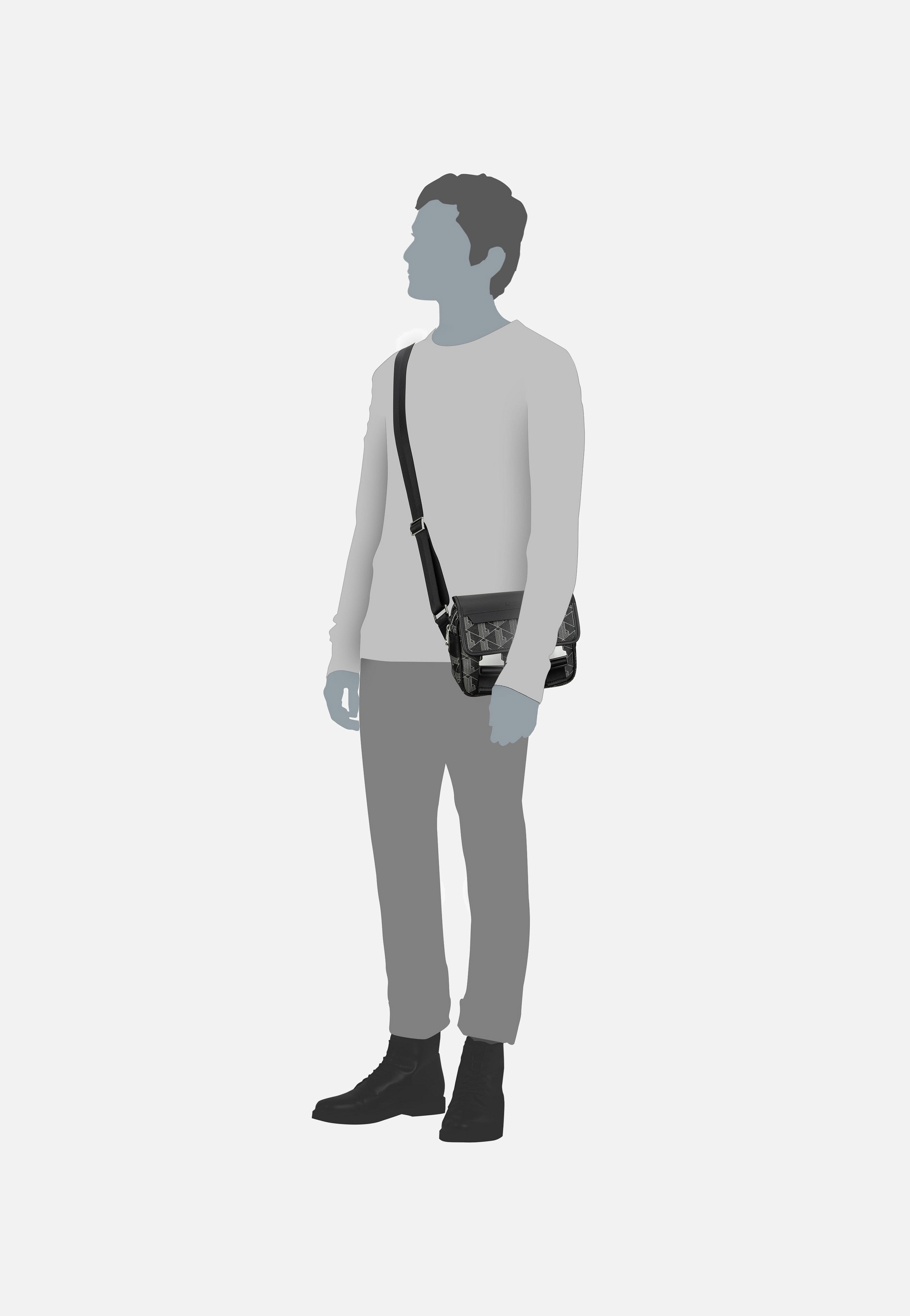 Lacoste The Blend Bag 3787 Monogramm Noir Gris Crossbody Bag