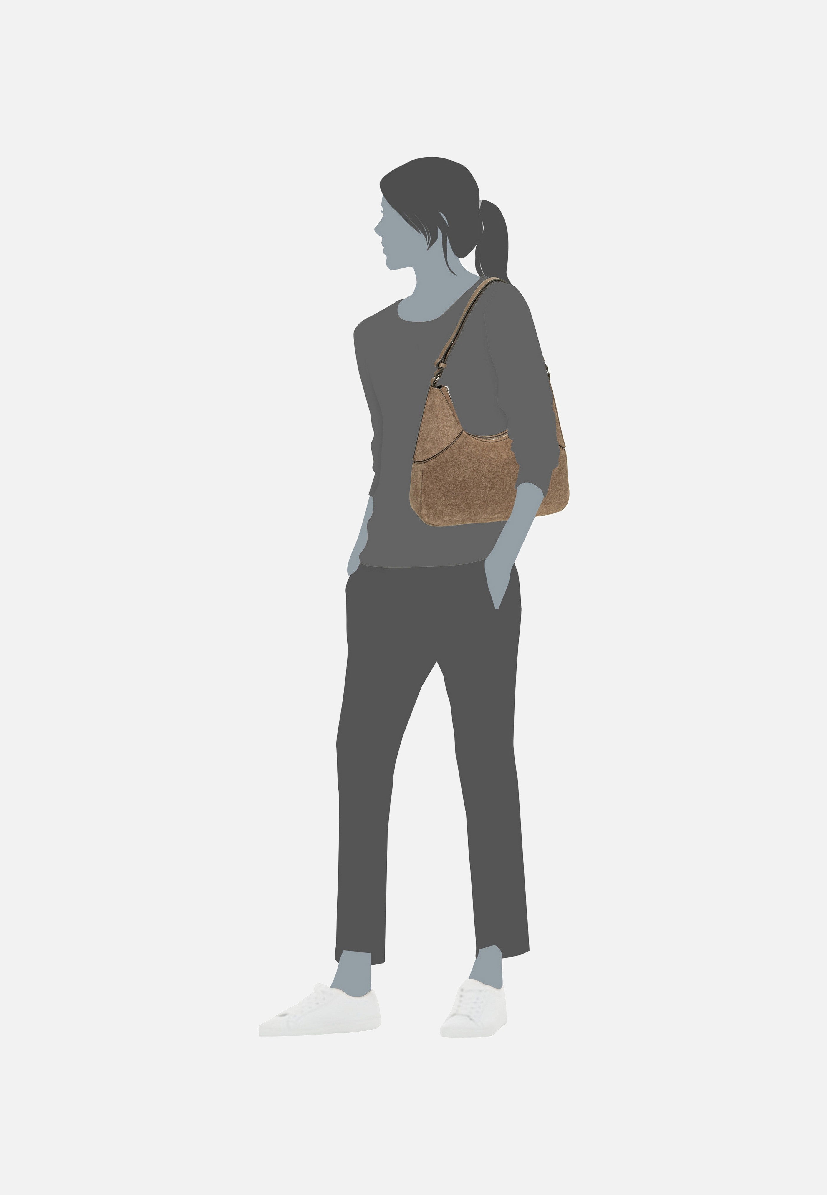 Liebeskind Berlin Lilly S Suede Neutral Gray Hobo Bag