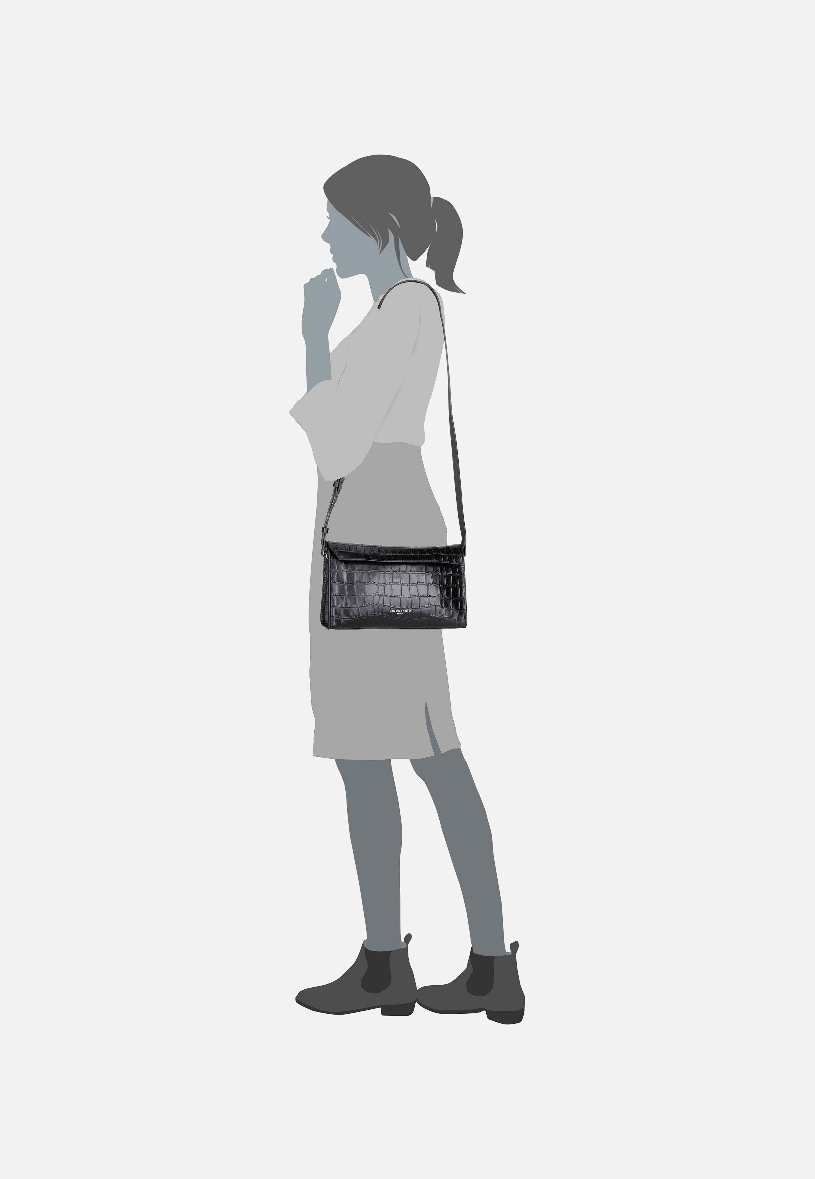 Liebeskind Berlin Lora New Croco 2158355 Black Umhängetasche