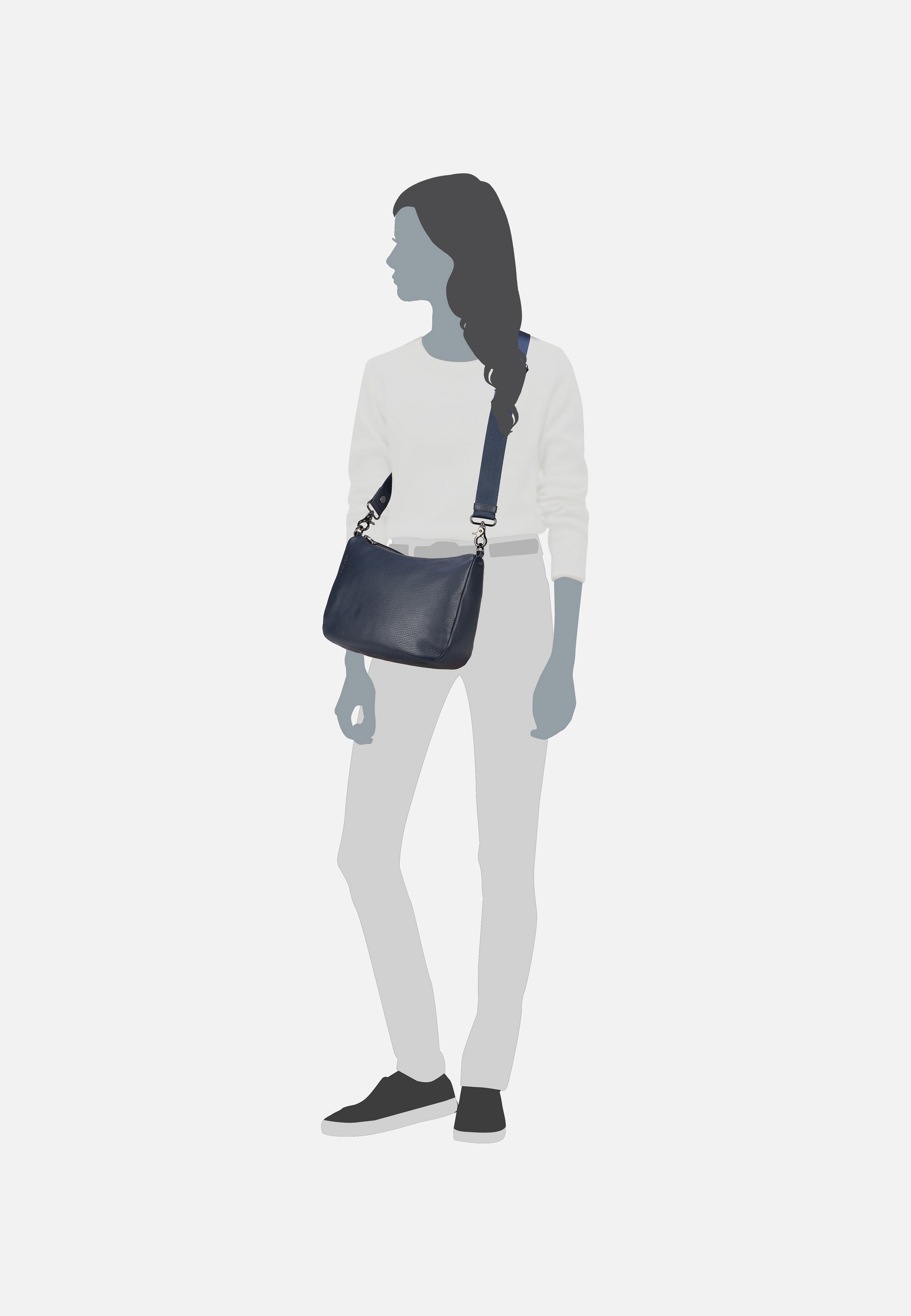 Mandarina Duck Mellow Leather Hobo FZT79 Dress Blue Beuteltasche