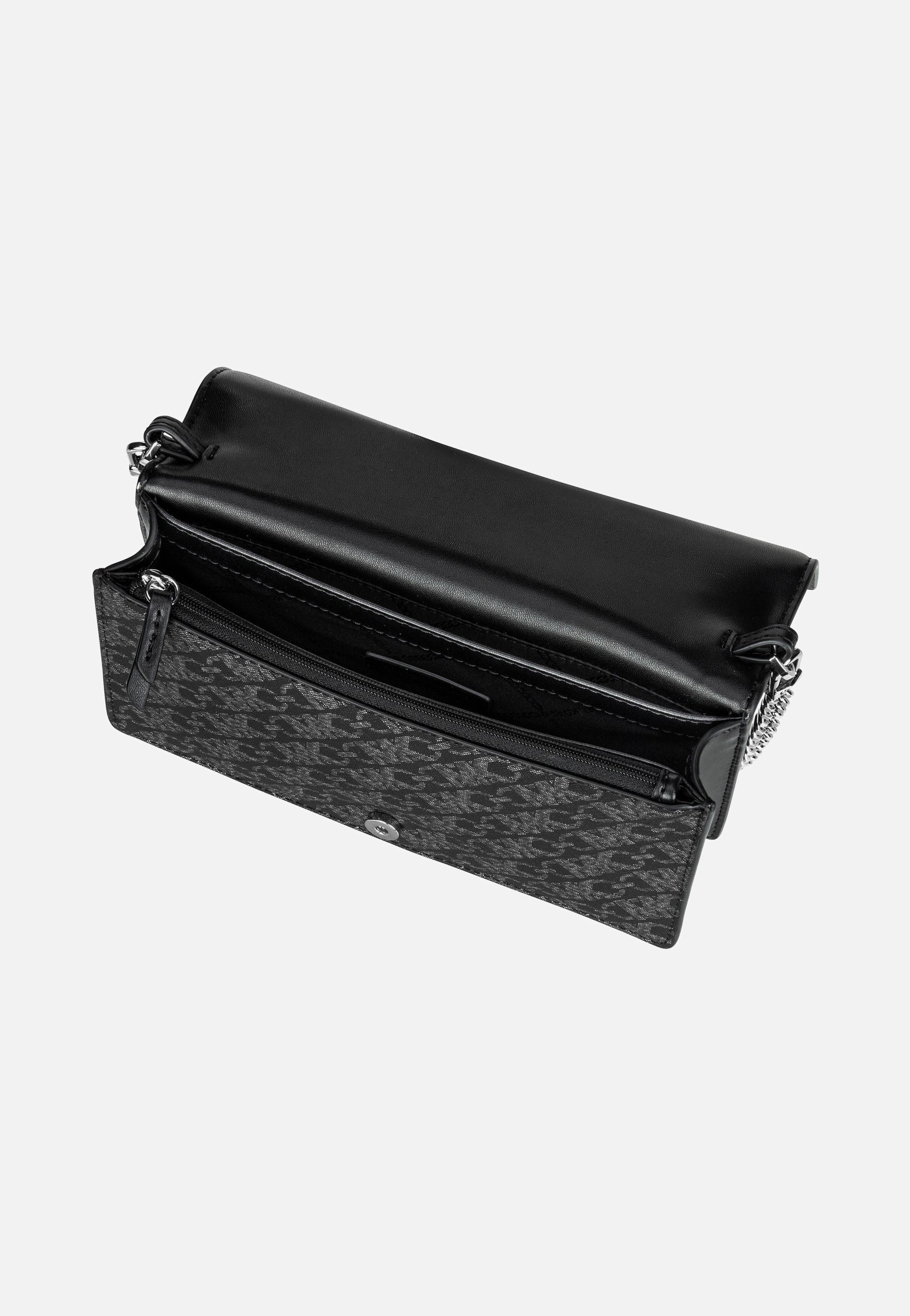 Michael Kors Jet Set Medium Flap Chain MK SIG Black/Silver Evening Bag