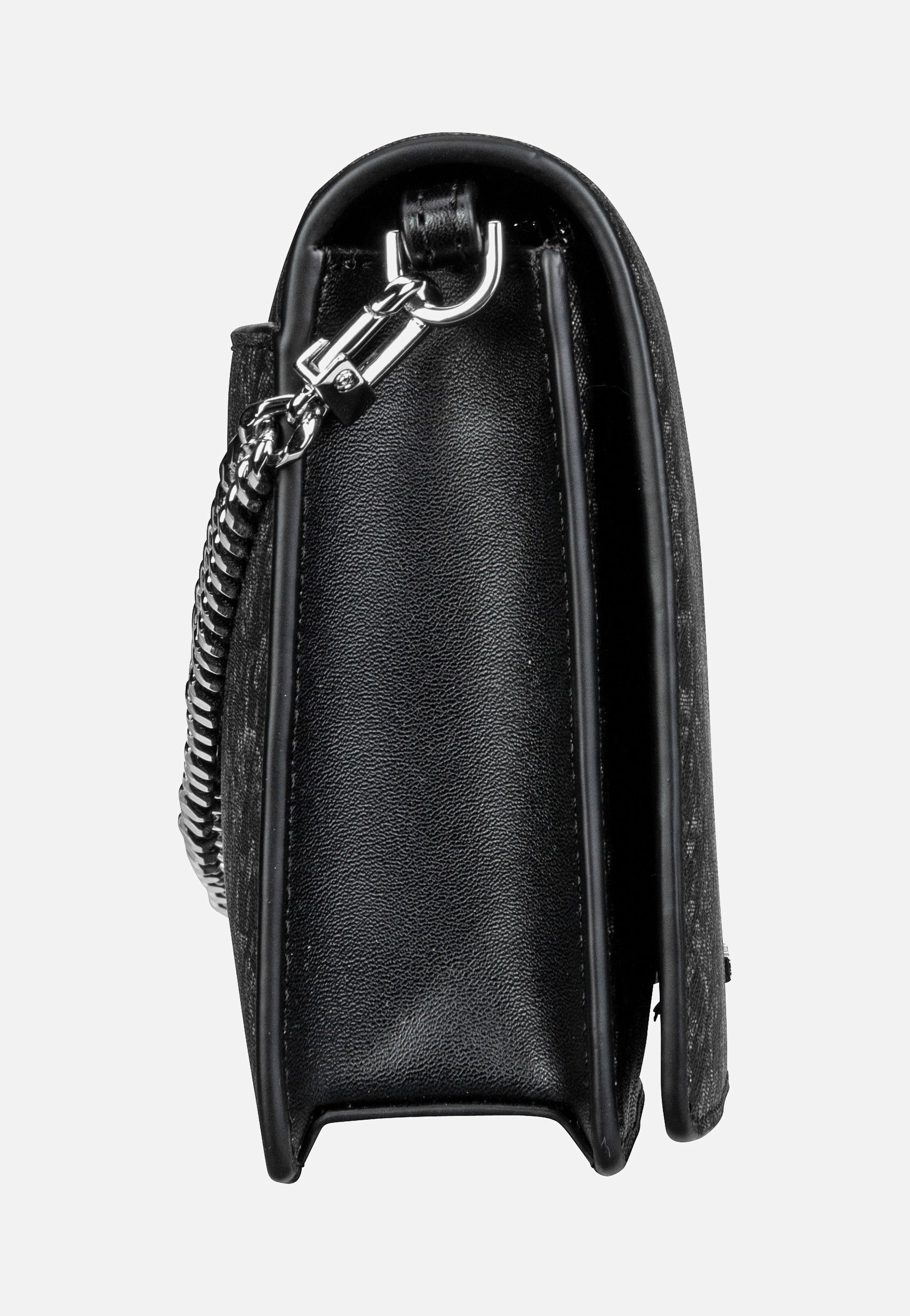 Michael Kors Jet Set Medium Flap Chain MK SIG Black/Silver Evening Bag