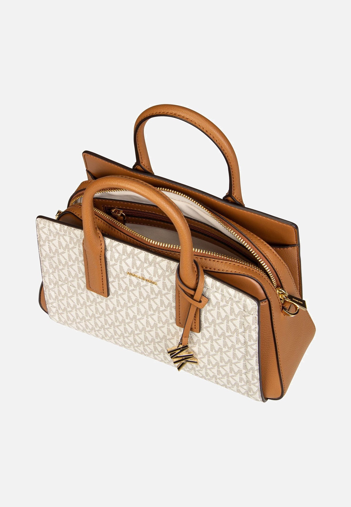 Michael Kors Laila SM Satchel MK SIG Vanilla/Acorn Henkeltasche
