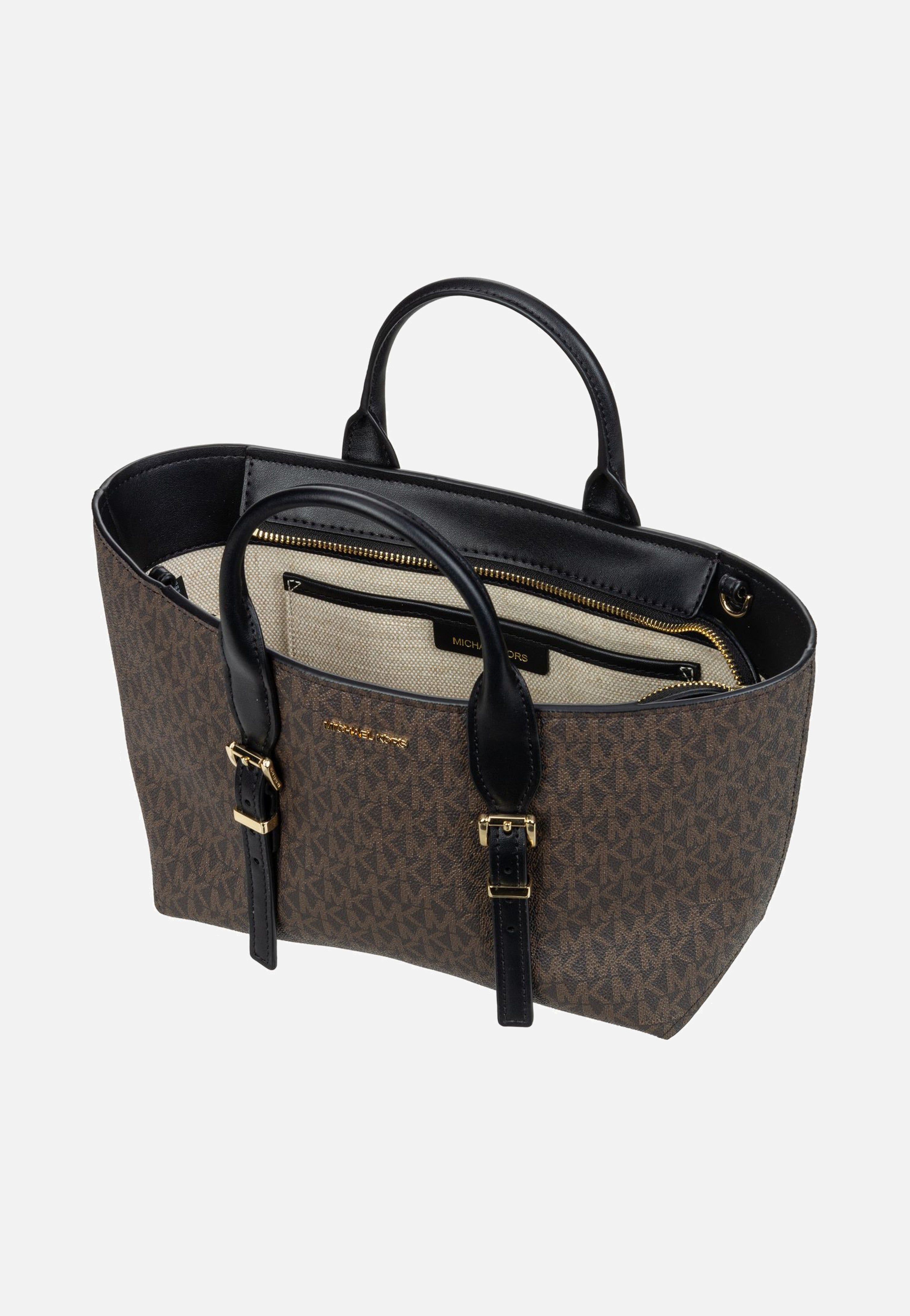 Michael Kors Moore SM MK SIG Brown/Black Handle Bag