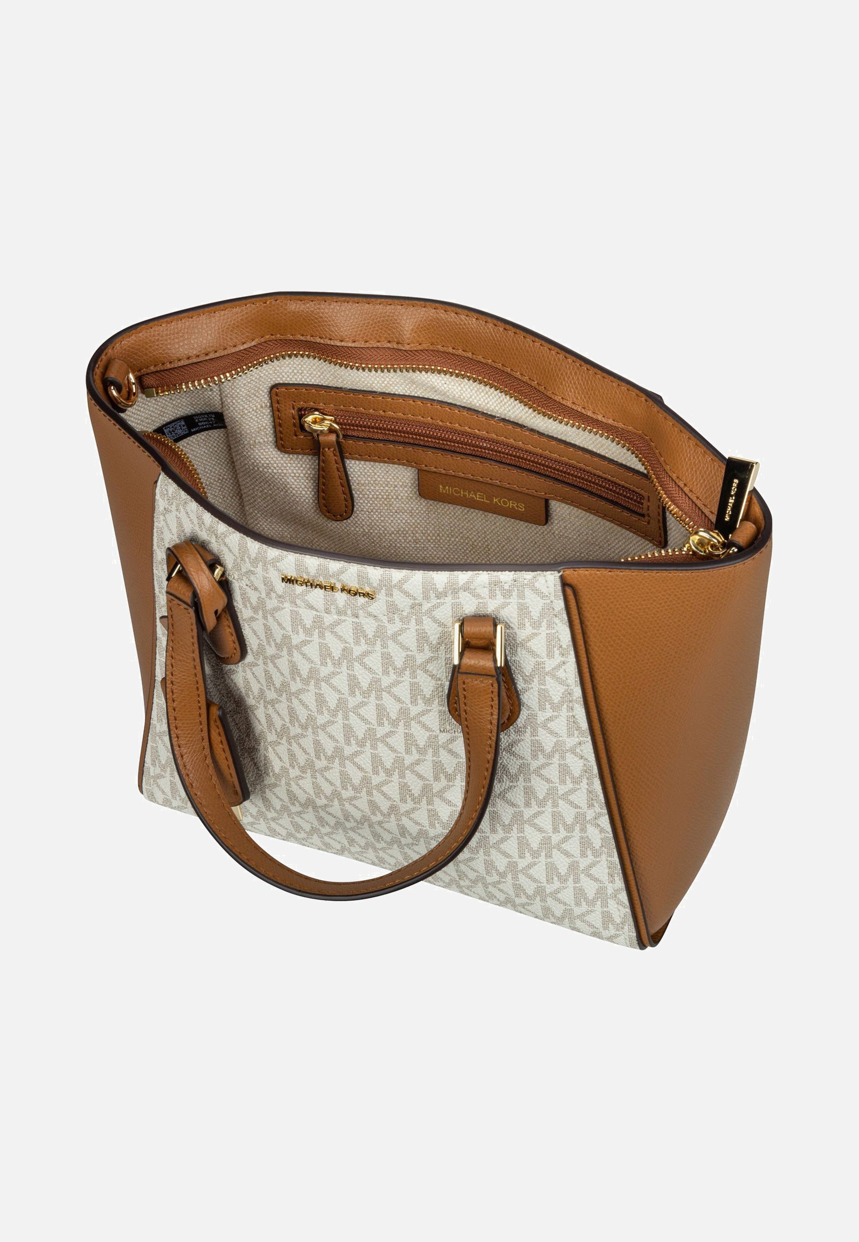 Michael Kors Taryn Small Convertible MK SIG Vanilla/Acorn Handle Bag