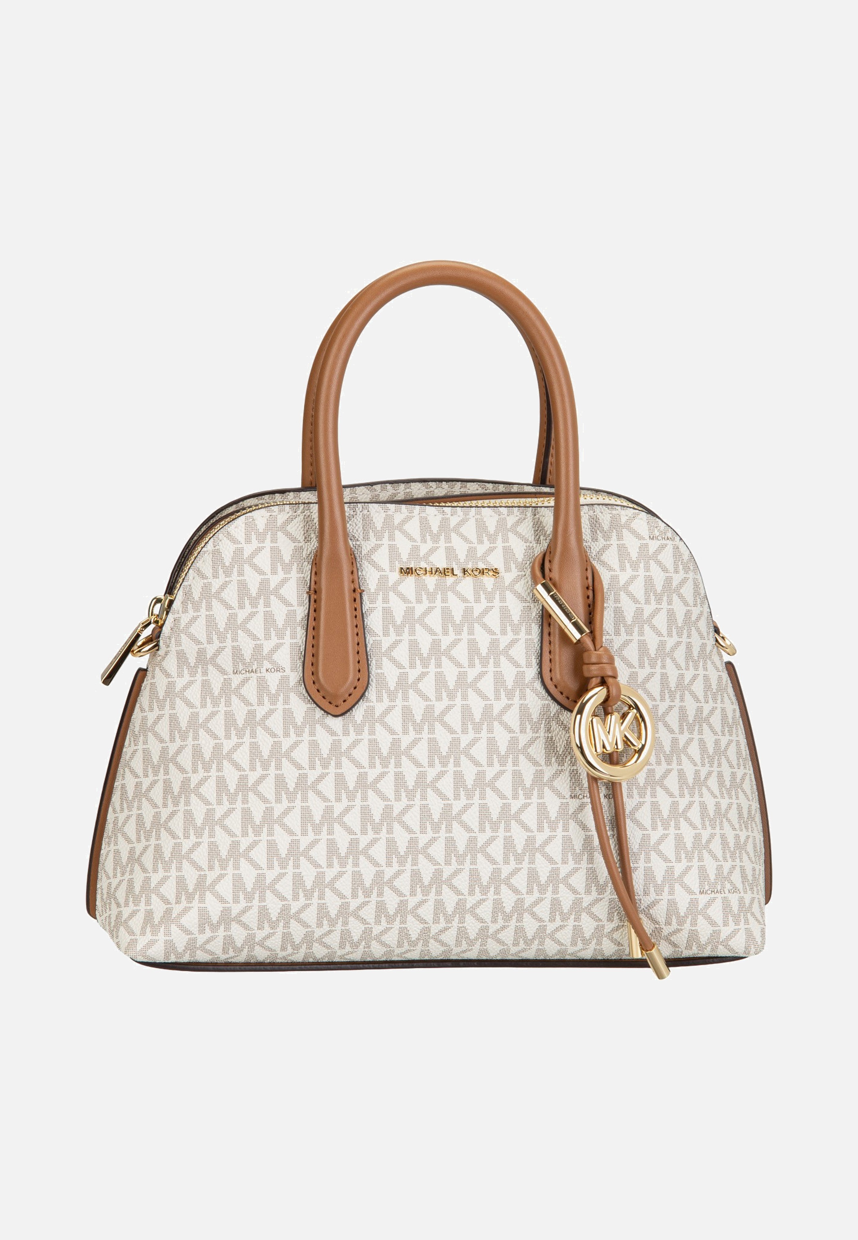 Michael Kors Freddie Medium Dome Chn Stchl Vanilla/Acorn Handle Bag
