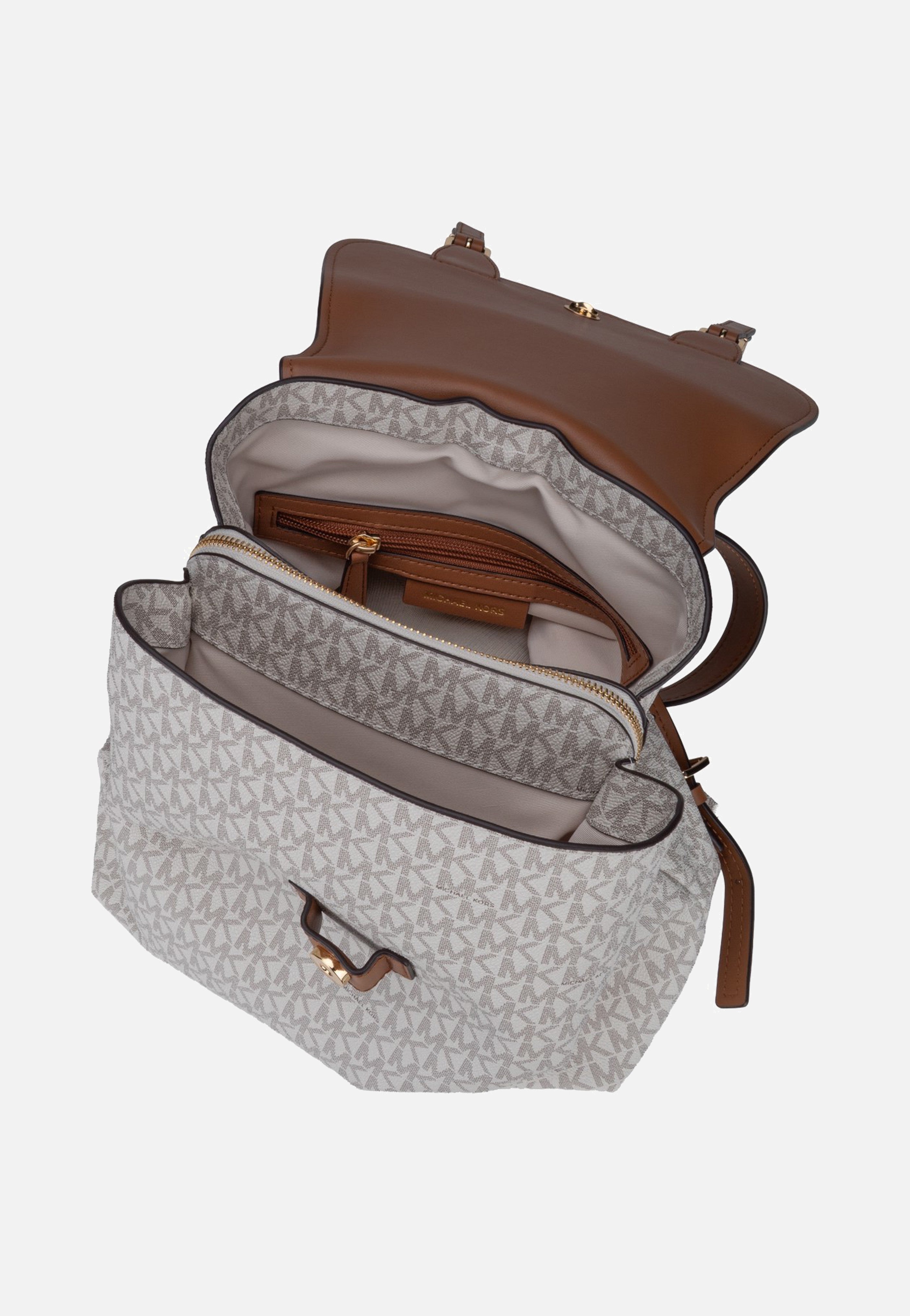 Michael Kors Quinn MD Flap Vanilla/Acorn Rucksack