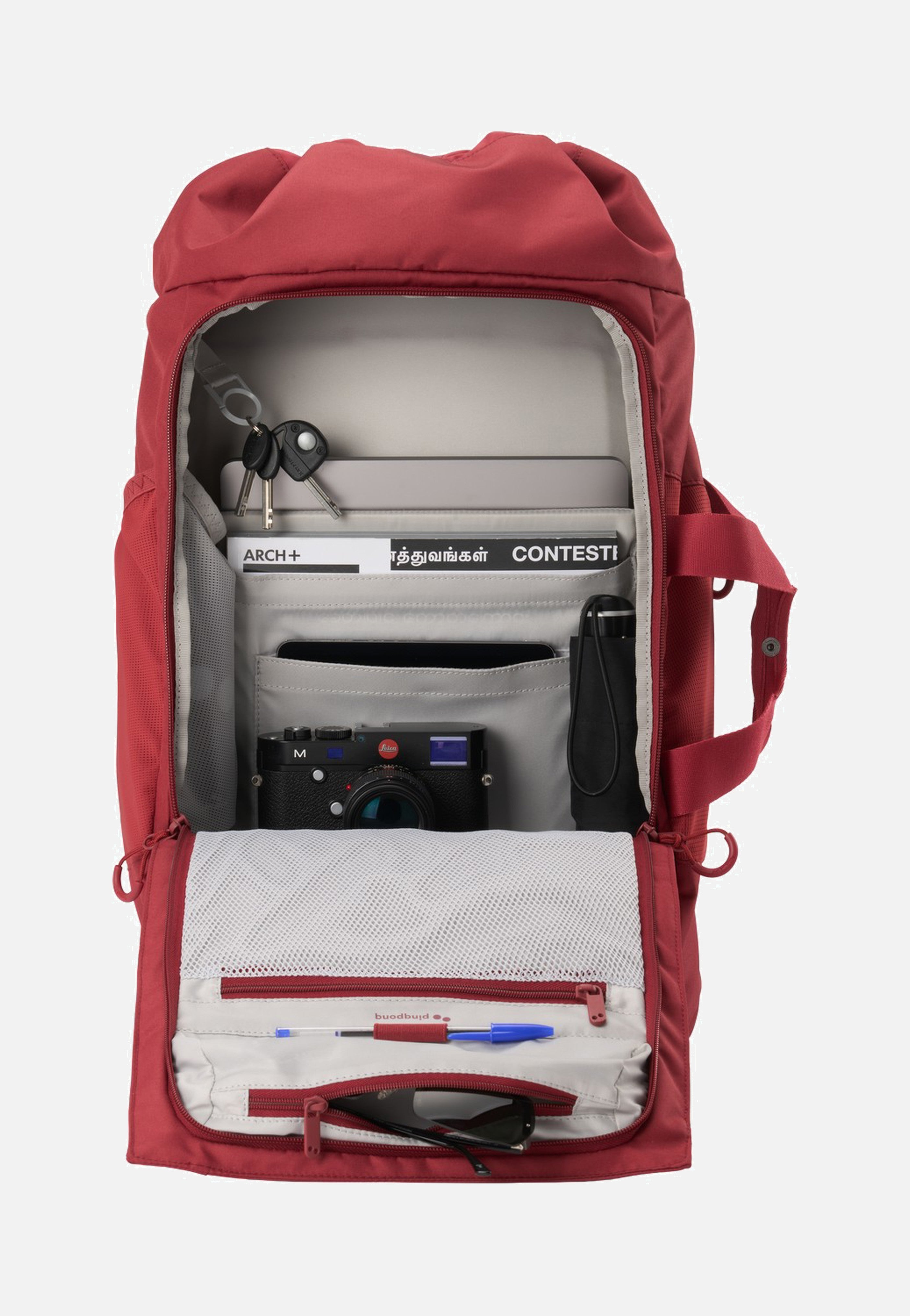 pinqponq Blok Large Sienna Red Travel Backpack