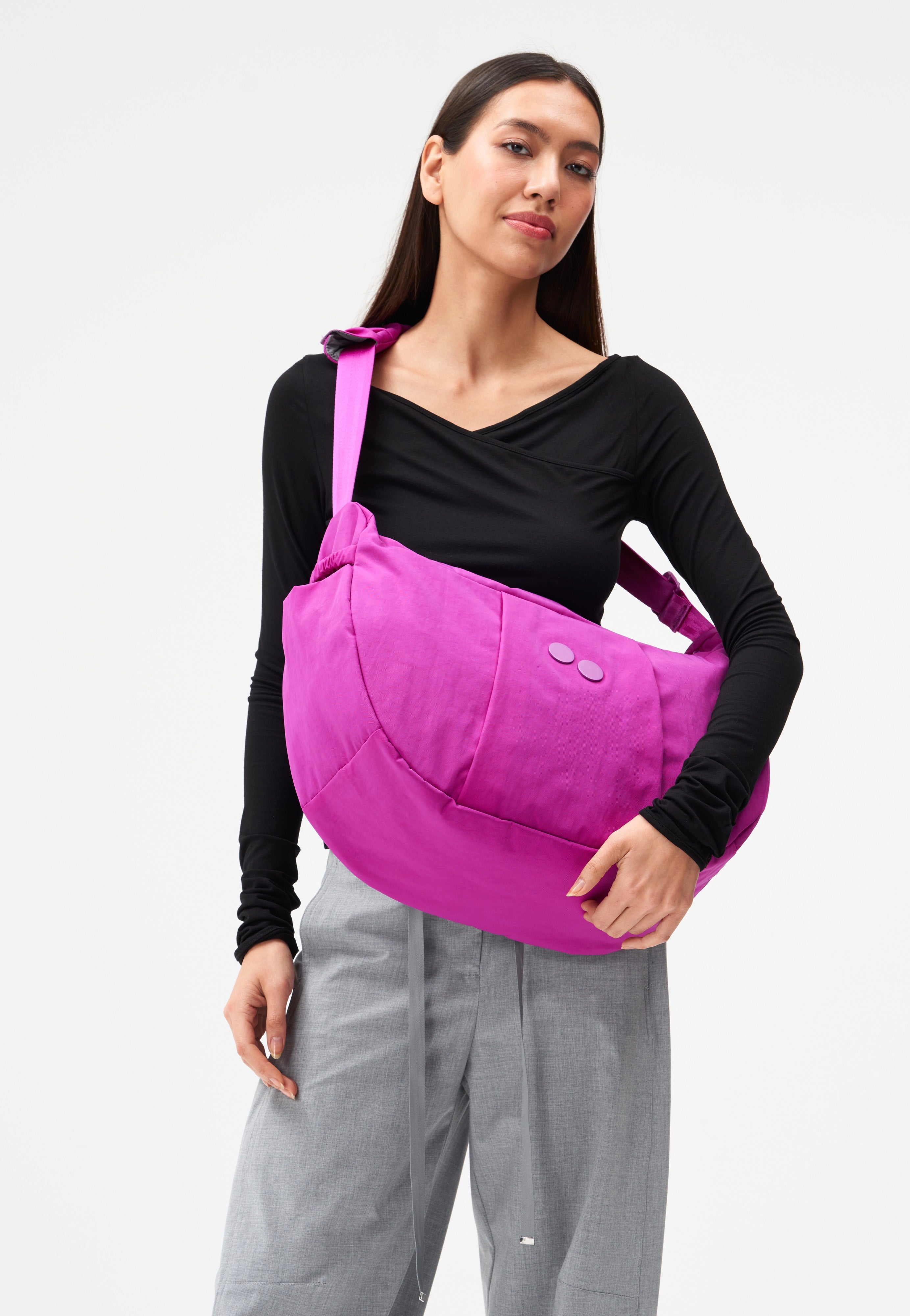 pinqponq Krumm Large Crinkle Fuchsia Hobo Bag