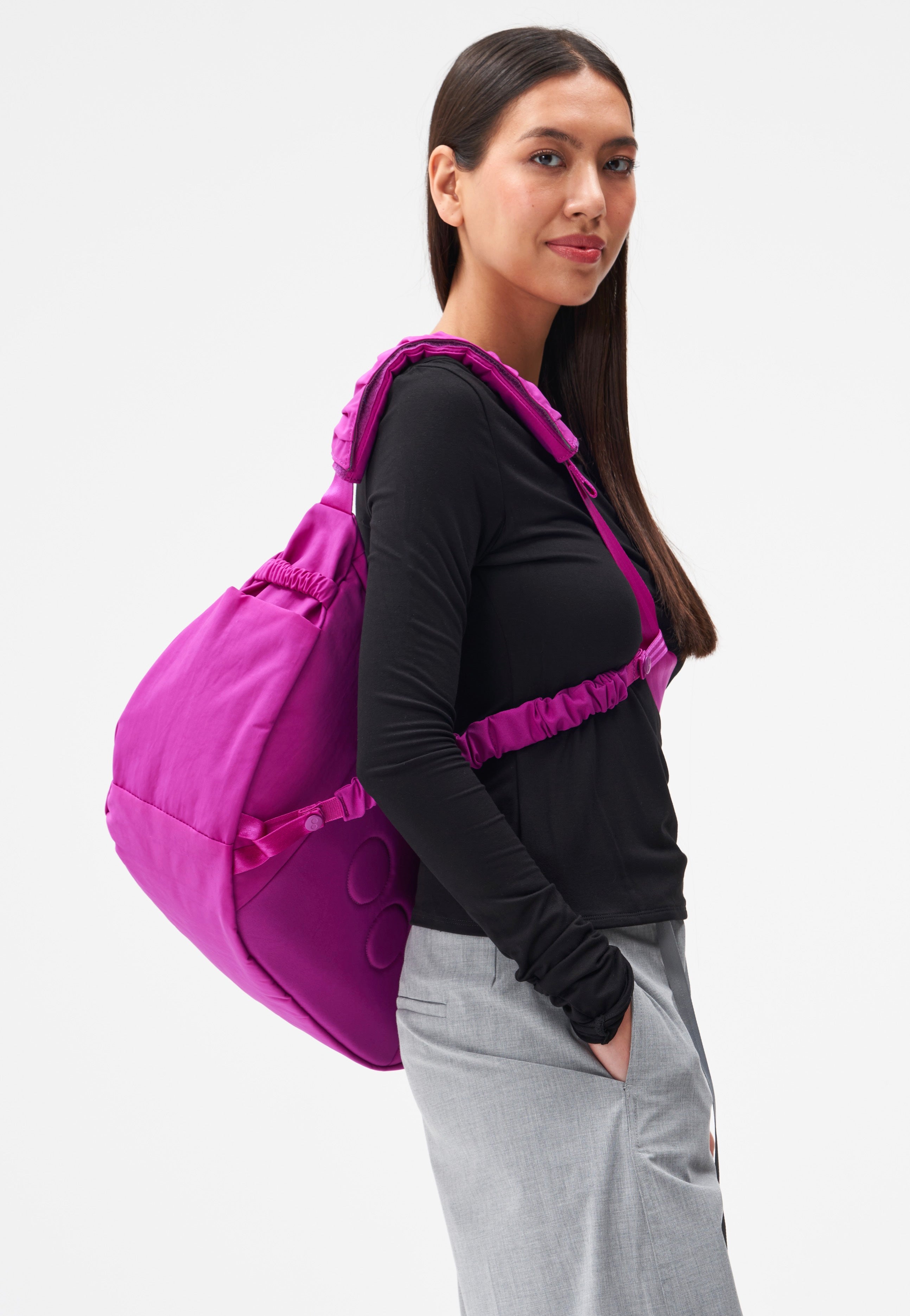 pinqponq Krumm Large Crinkle Fuchsia Hobo Bag
