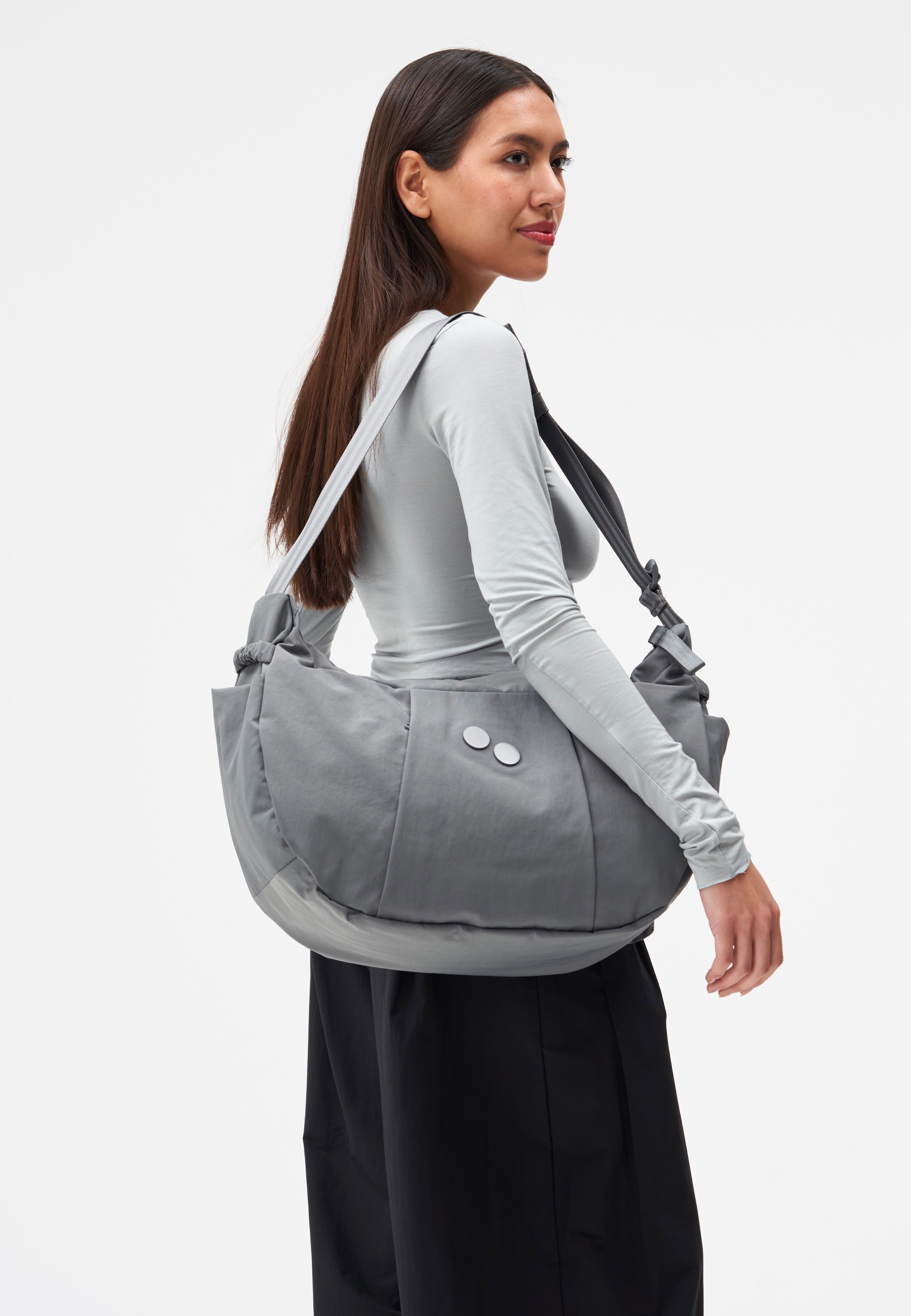 pinqponq Krumm Large Crinkle Grey Hobo Bag