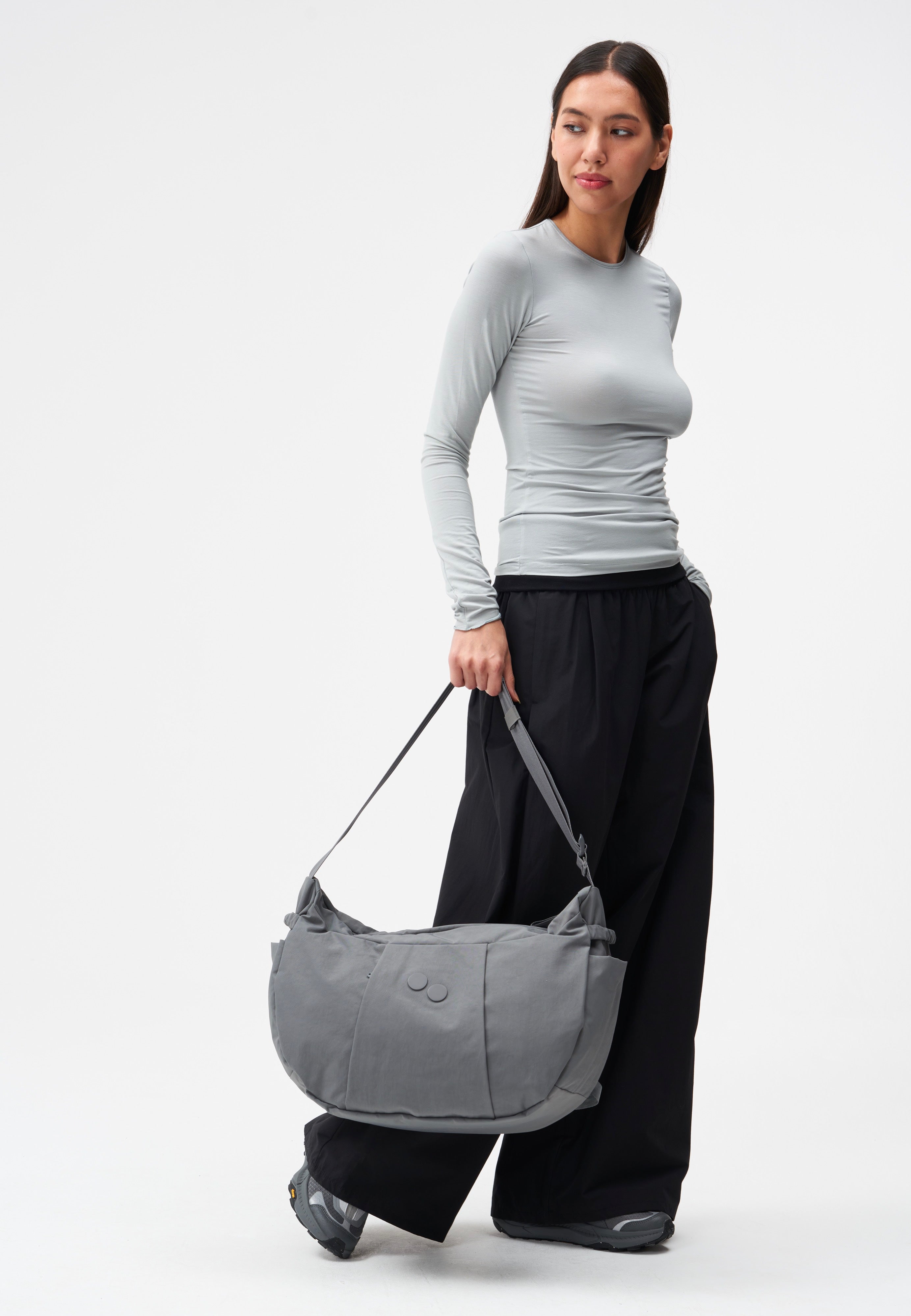 pinqponq Krumm Large Crinkle Grey Hobo Bag