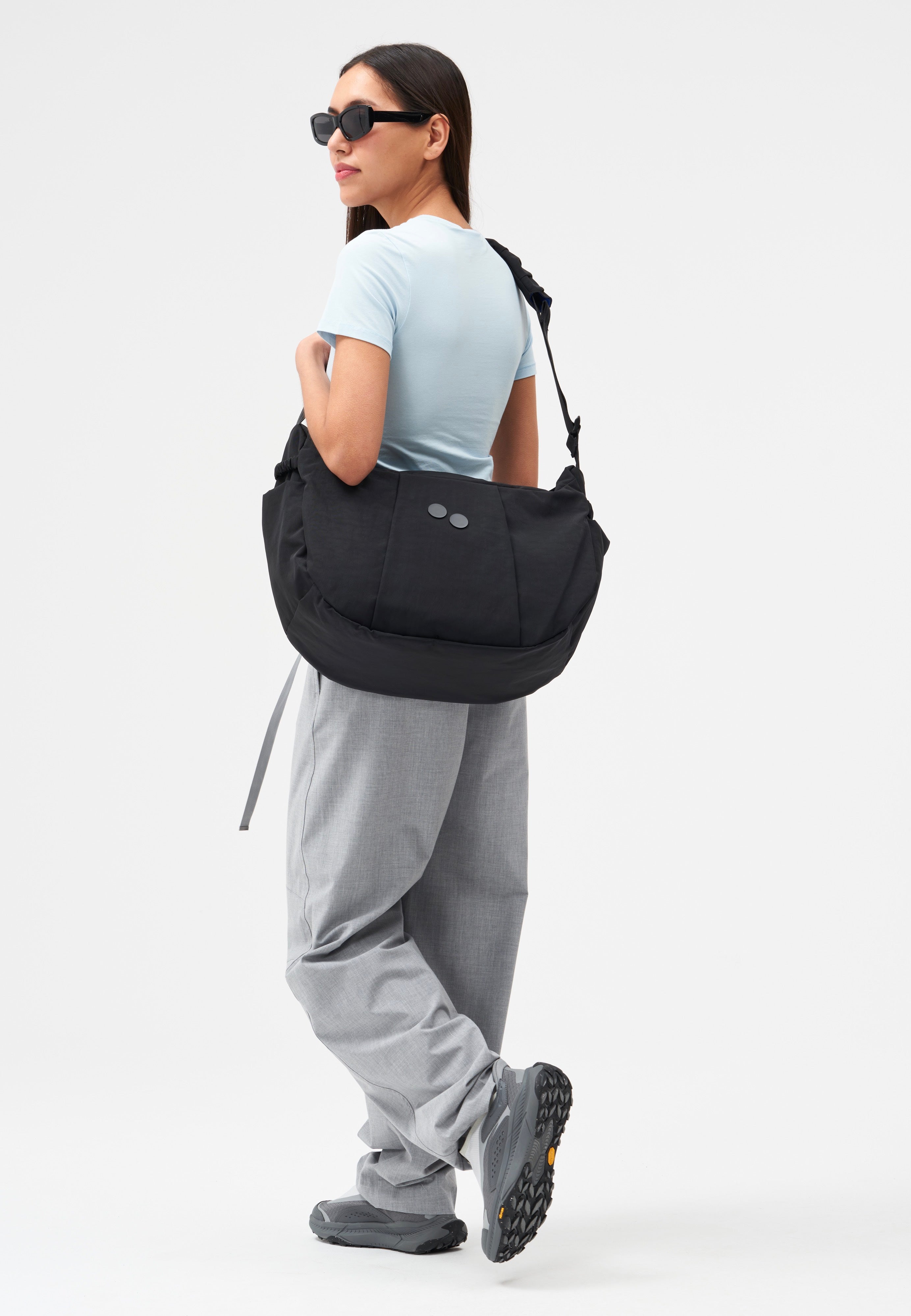 pinqponq Krumm Large Crinkle Black Hobo Bag