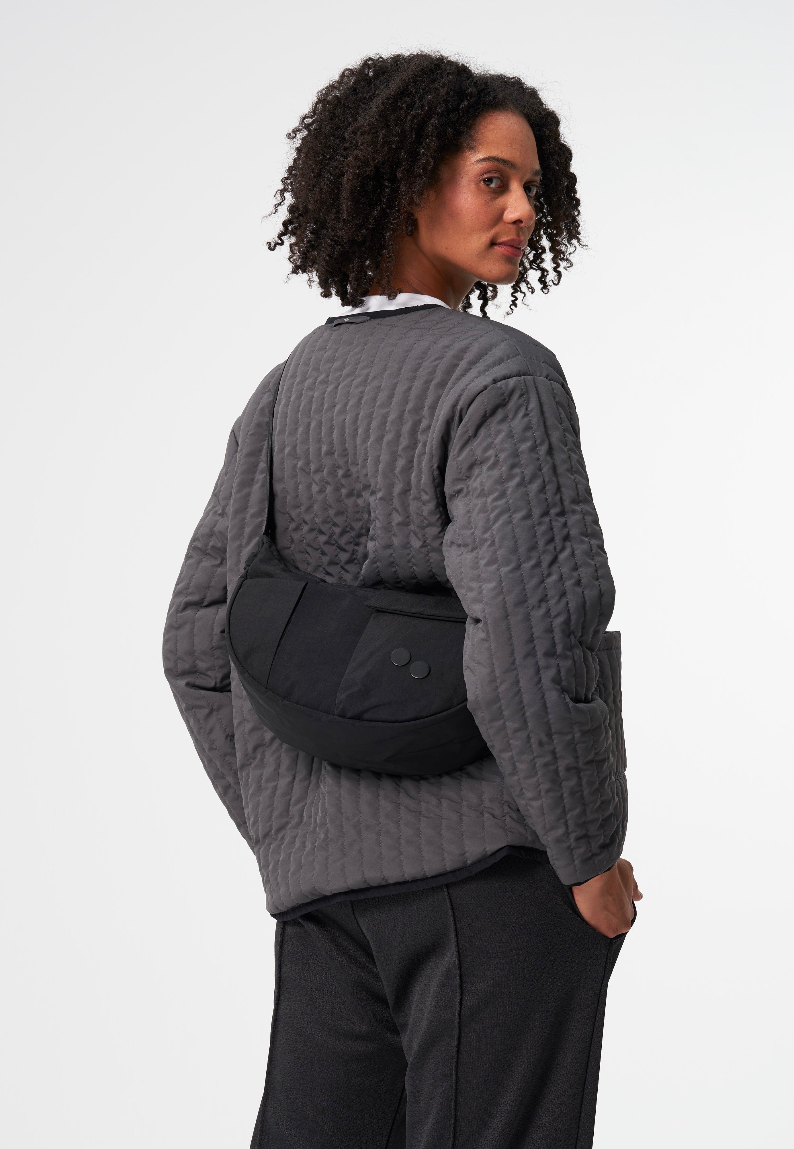 pinqponq Krumm Medium Crinkle Black Crossbody Bag