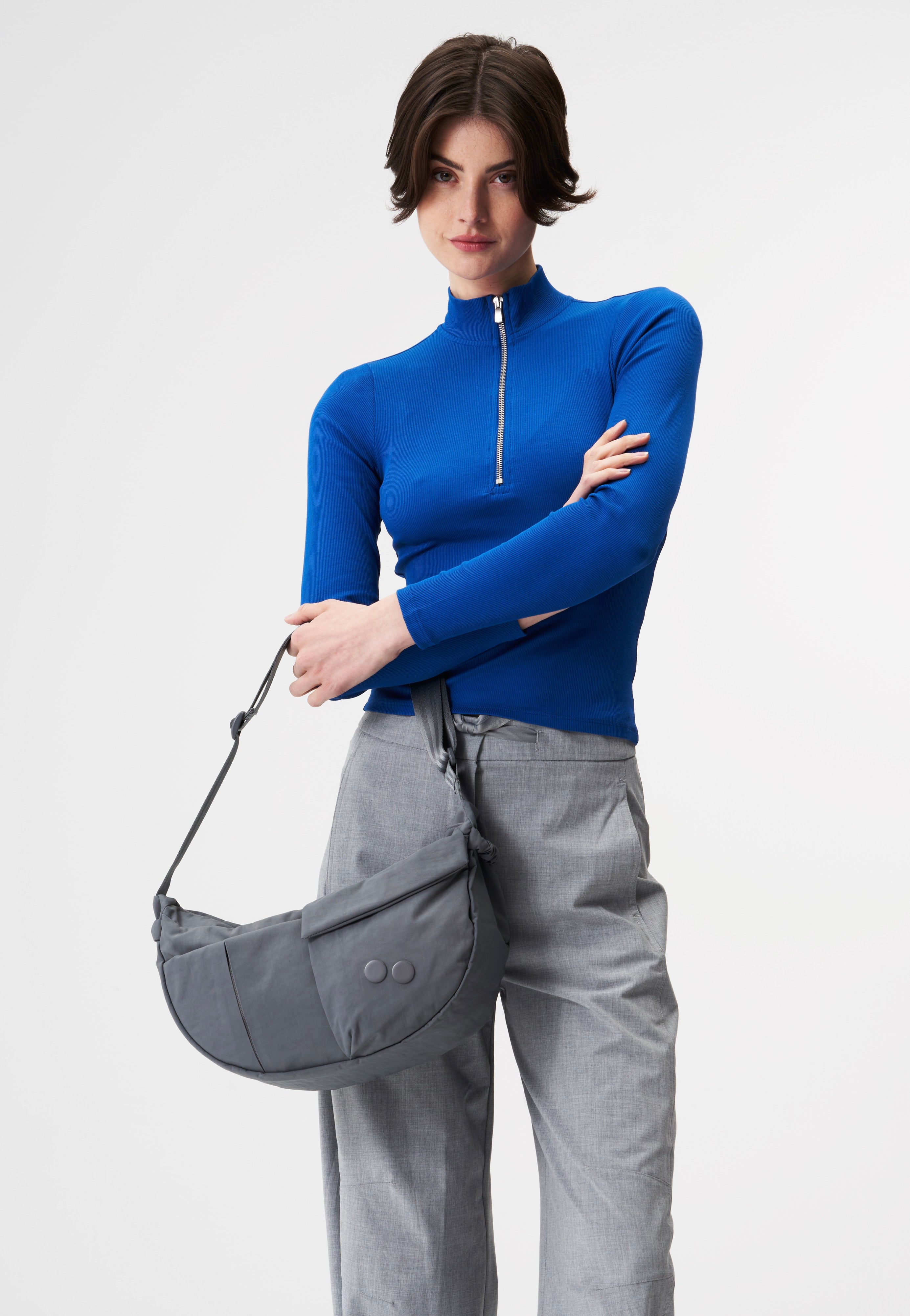 pinqponq Krumm Medium Crinkle Grey Crossbody Bag
