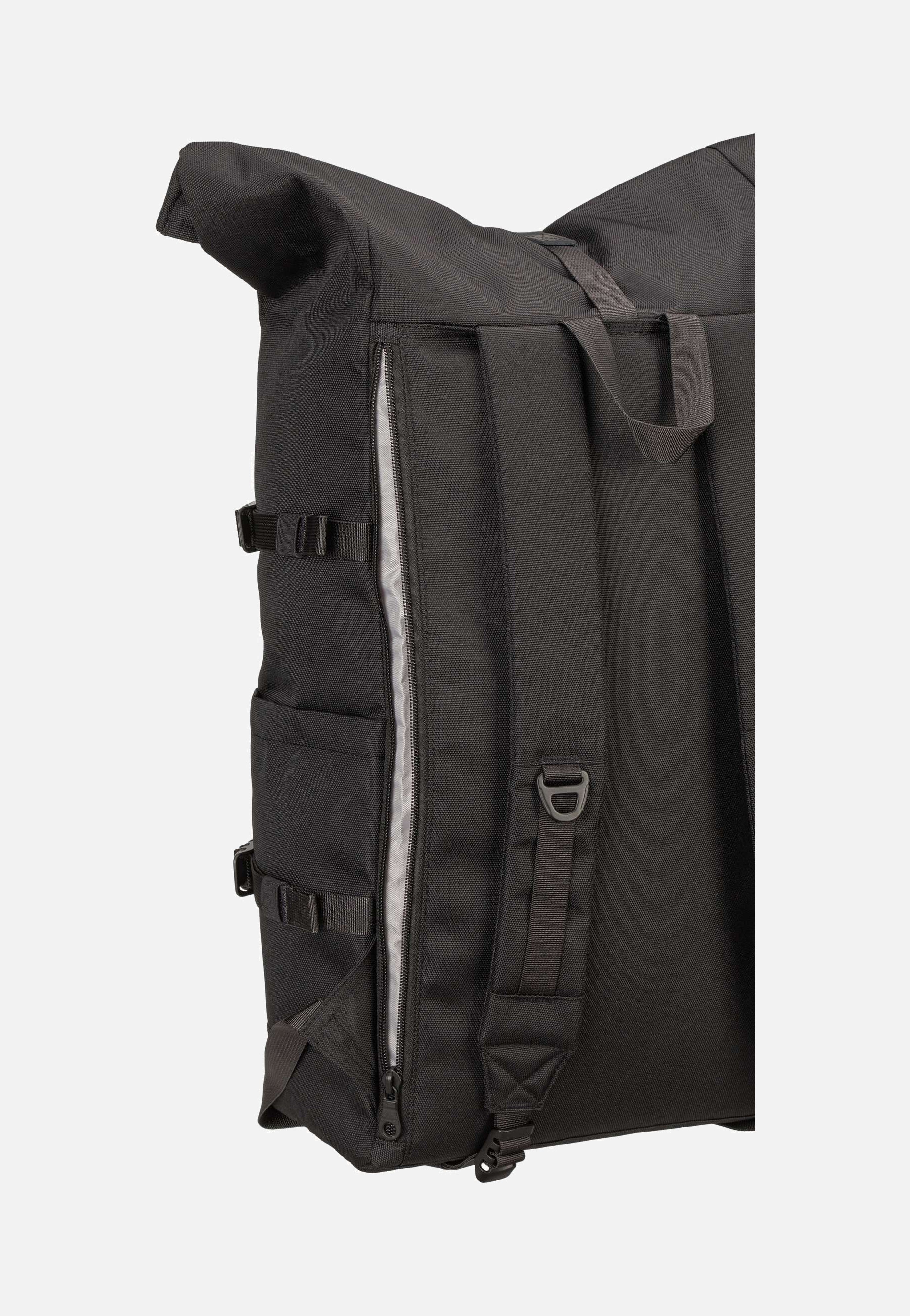 Sandqvist Icon BP L Black/Black Leather Rolltop Rucksack