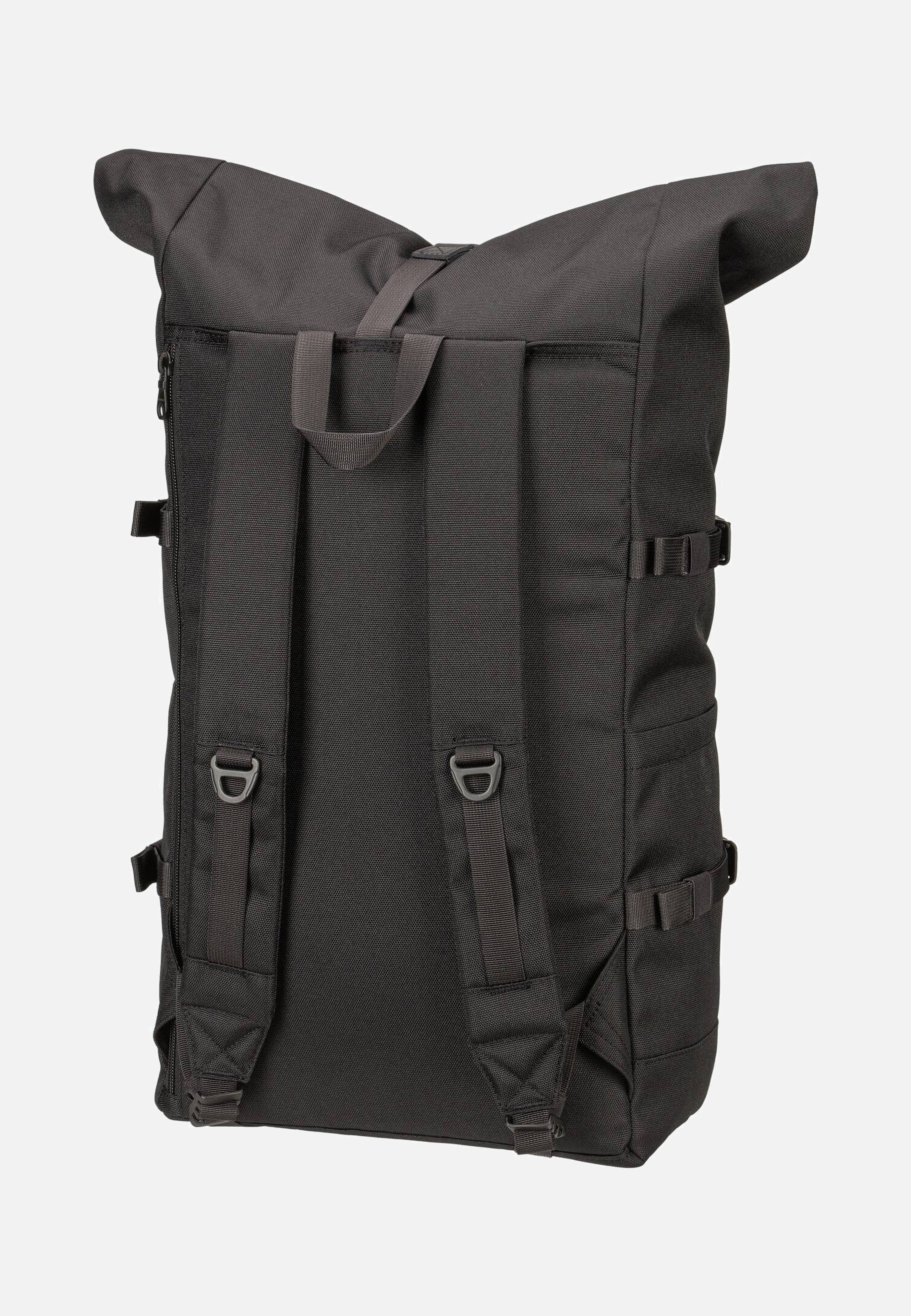 Sandqvist Icon BP L Black/Black Leather Rolltop Rucksack